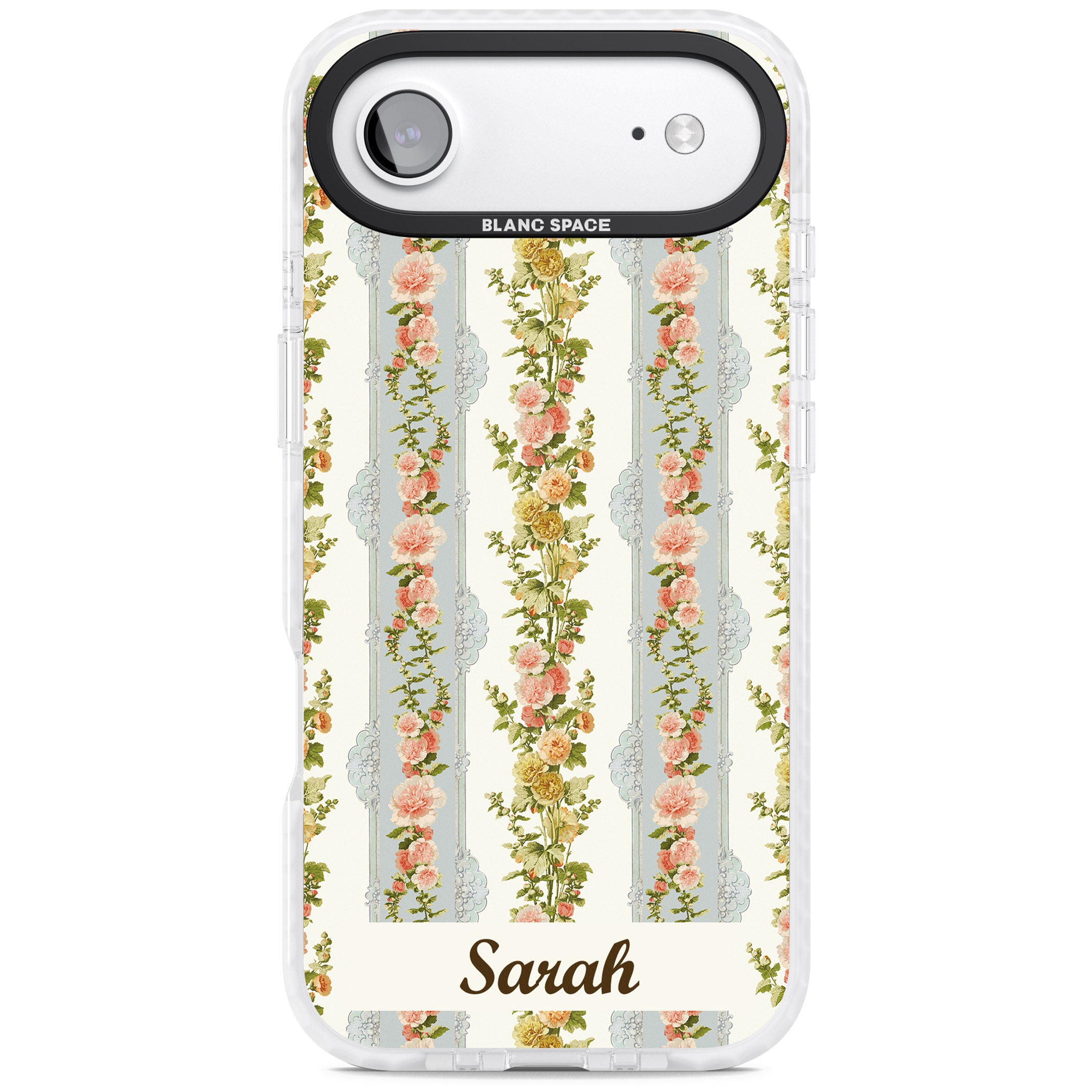 Personalised Vintage Floral Stripes iPhone 17 Air Impact Pro Clear Phone Case