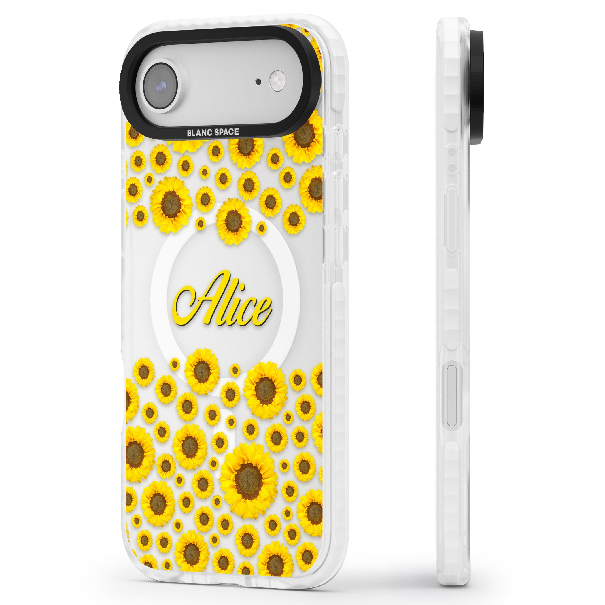 Personalised Sunflowers iPhone 17 Air Impact Pro Clear Phone Case Side Profile