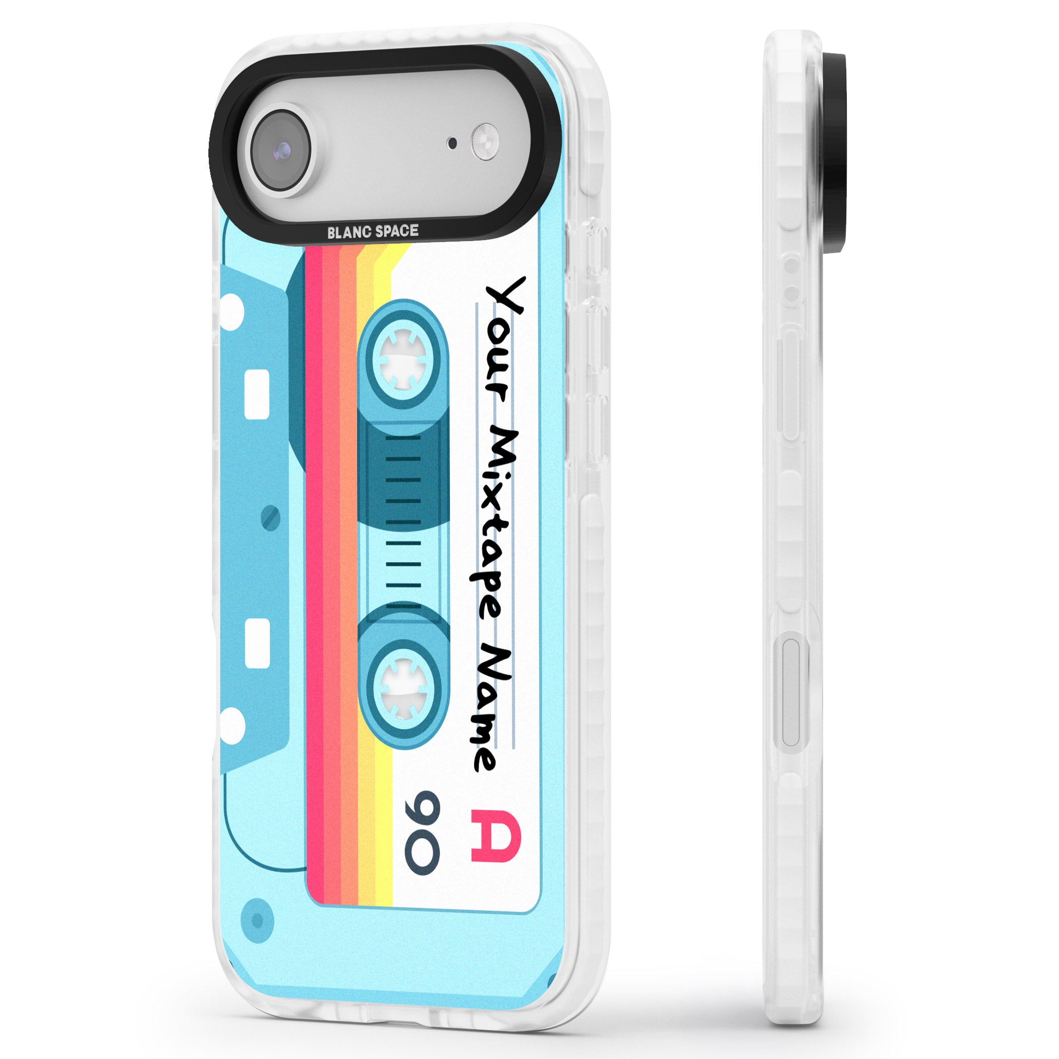 Personalised Retro Mixtape Sporty iPhone 17 Air Impact Pro Clear Phone Case Side Profile