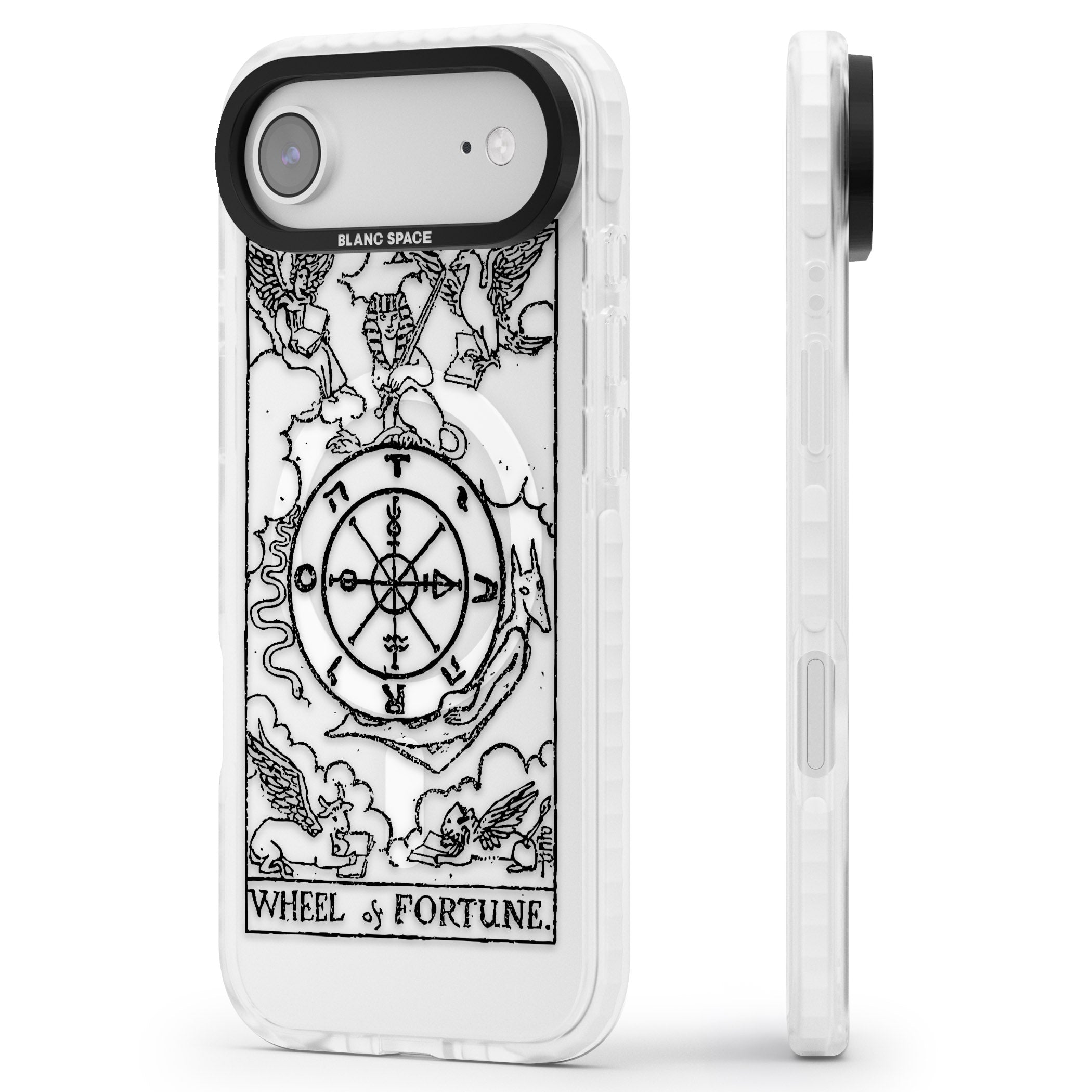 Personalised Wheel Of Fortune Tarot Transparent iPhone 17 Air Impact Pro Clear Phone Case Side Profile