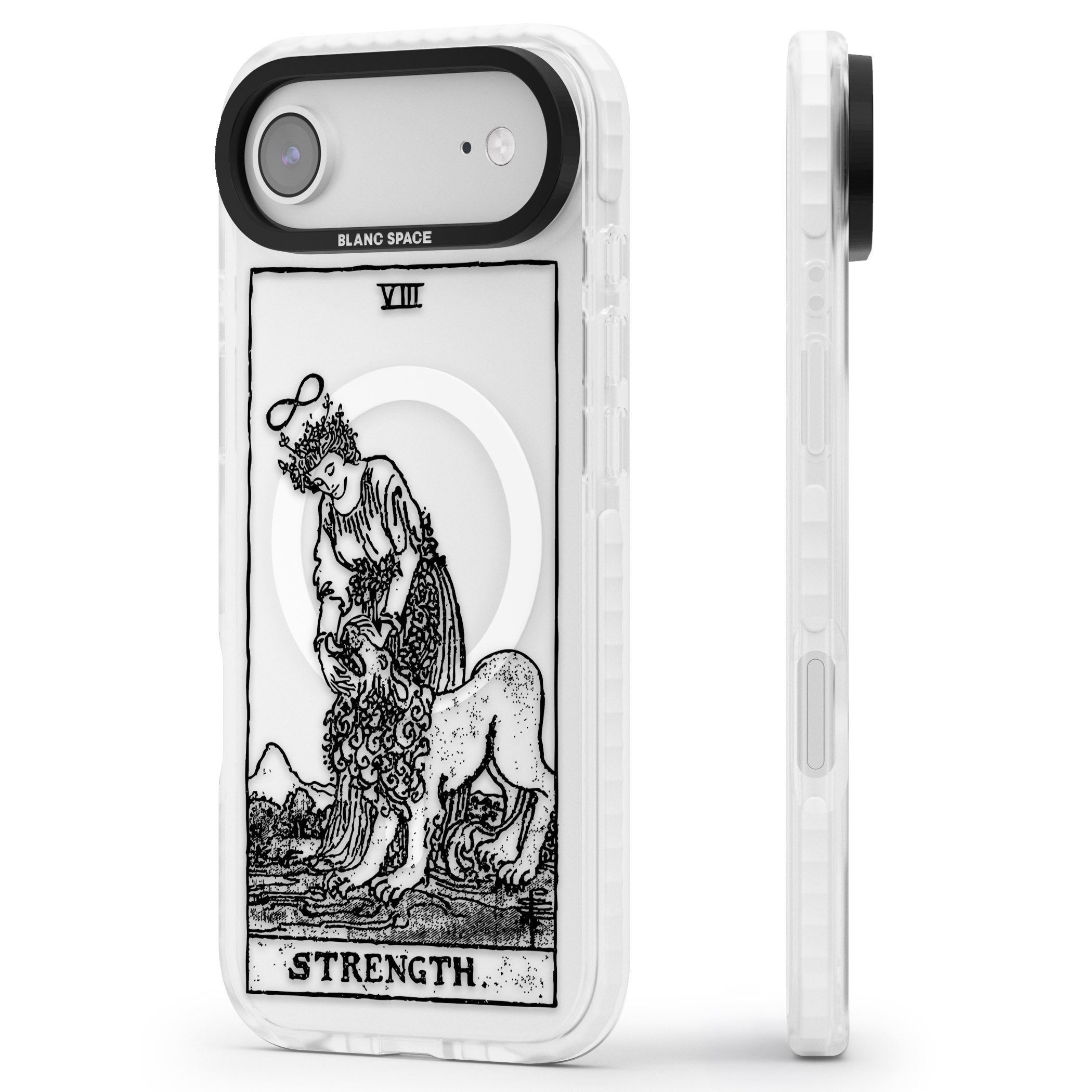 Personalised Strength Tarot Card (Clear) iPhone 17 Air Impact Pro Clear Phone Case Side Profile