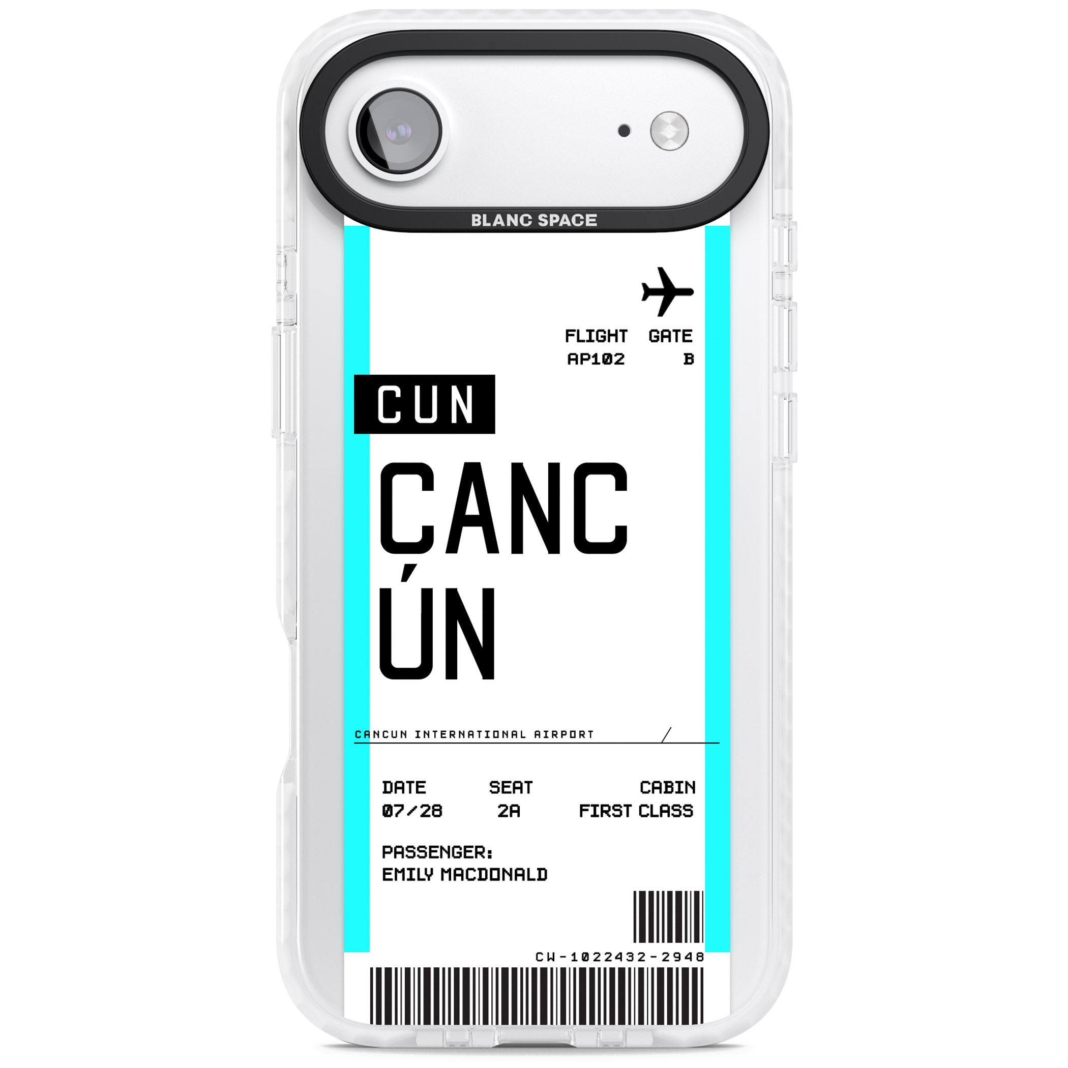 Personalised Cancún Boarding Pass iPhone 17 Air Impact Pro Clear Phone Case