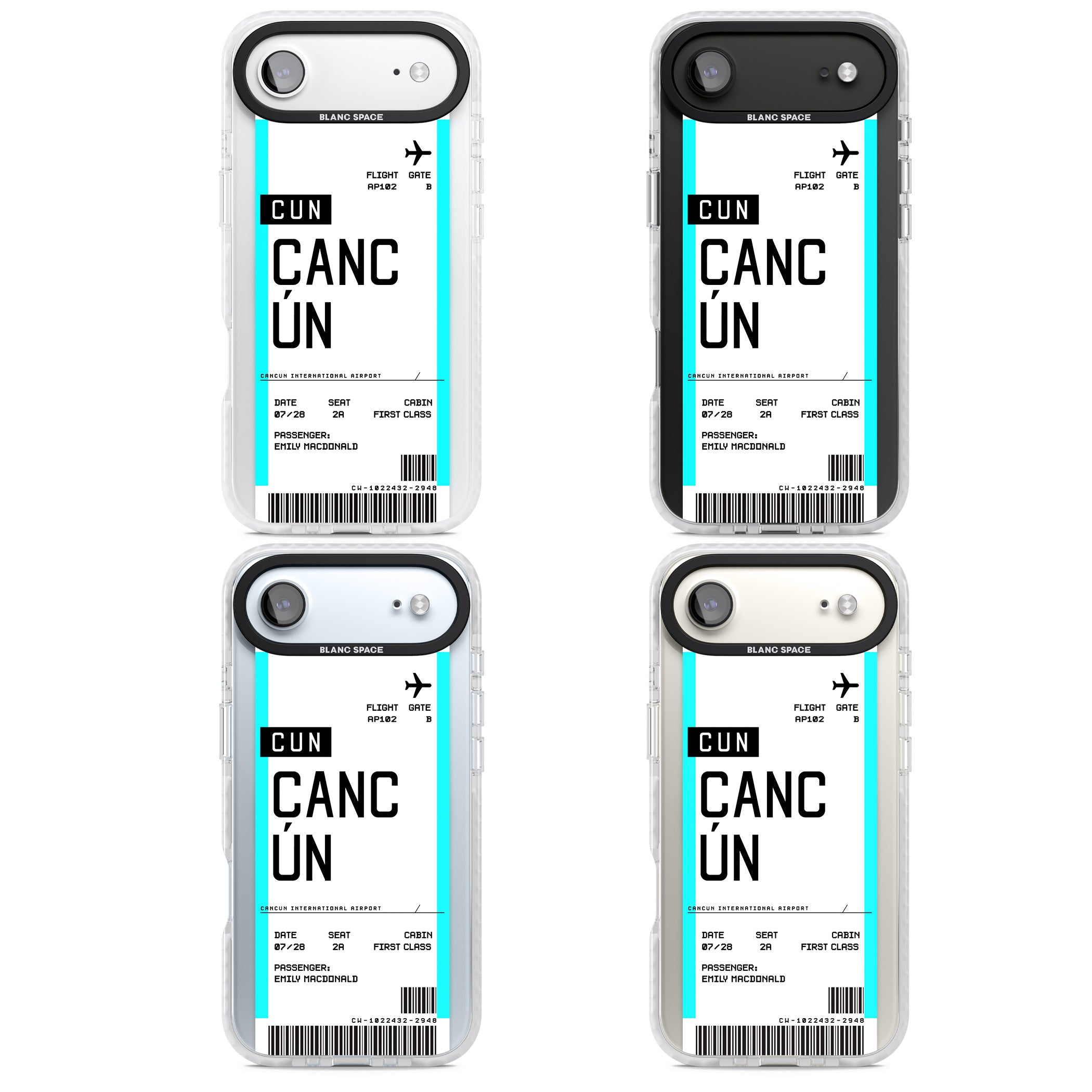 Personalised Cancún Boarding Pass iPhone 17 Air Impact Pro Clear Phone Case APT Impact Protection