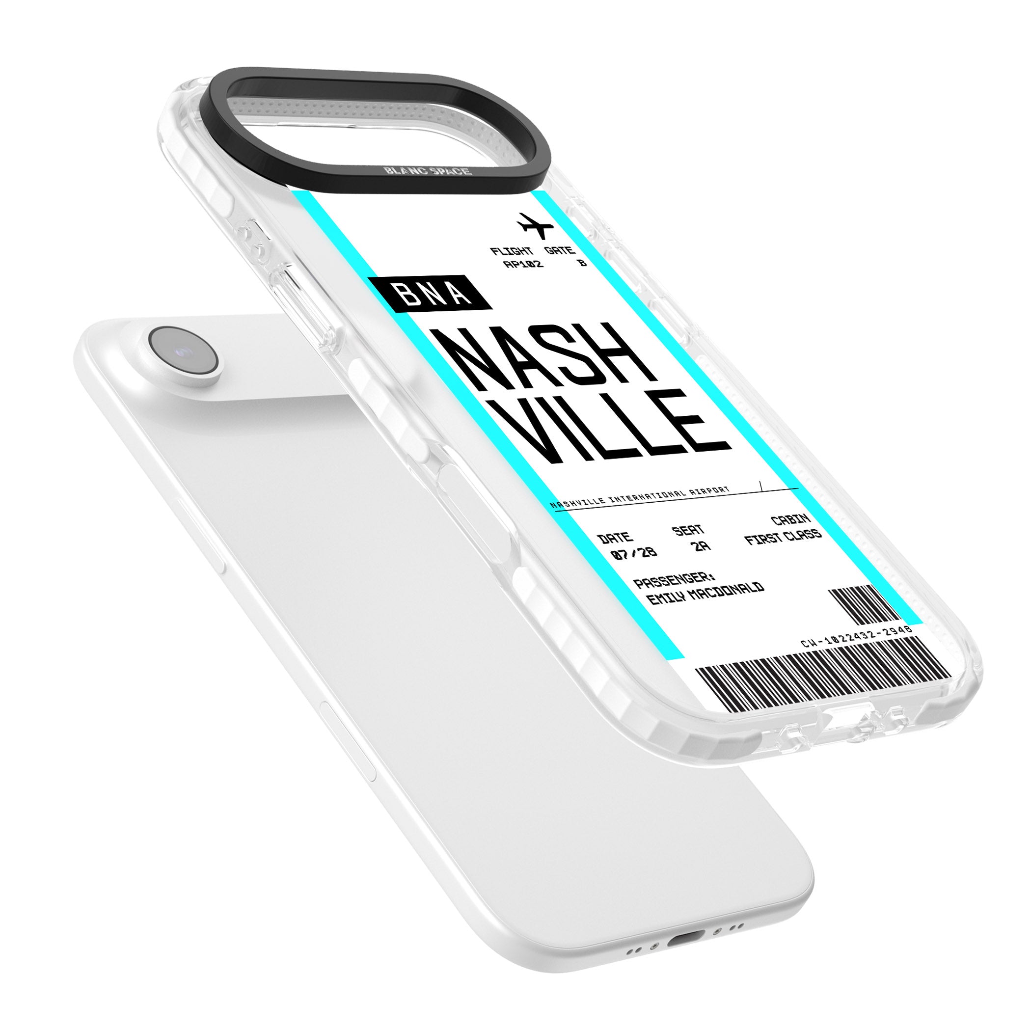 Personalised Nashville Boarding Pass iPhone 17 Air Impact Pro Clear Phone Case Colours