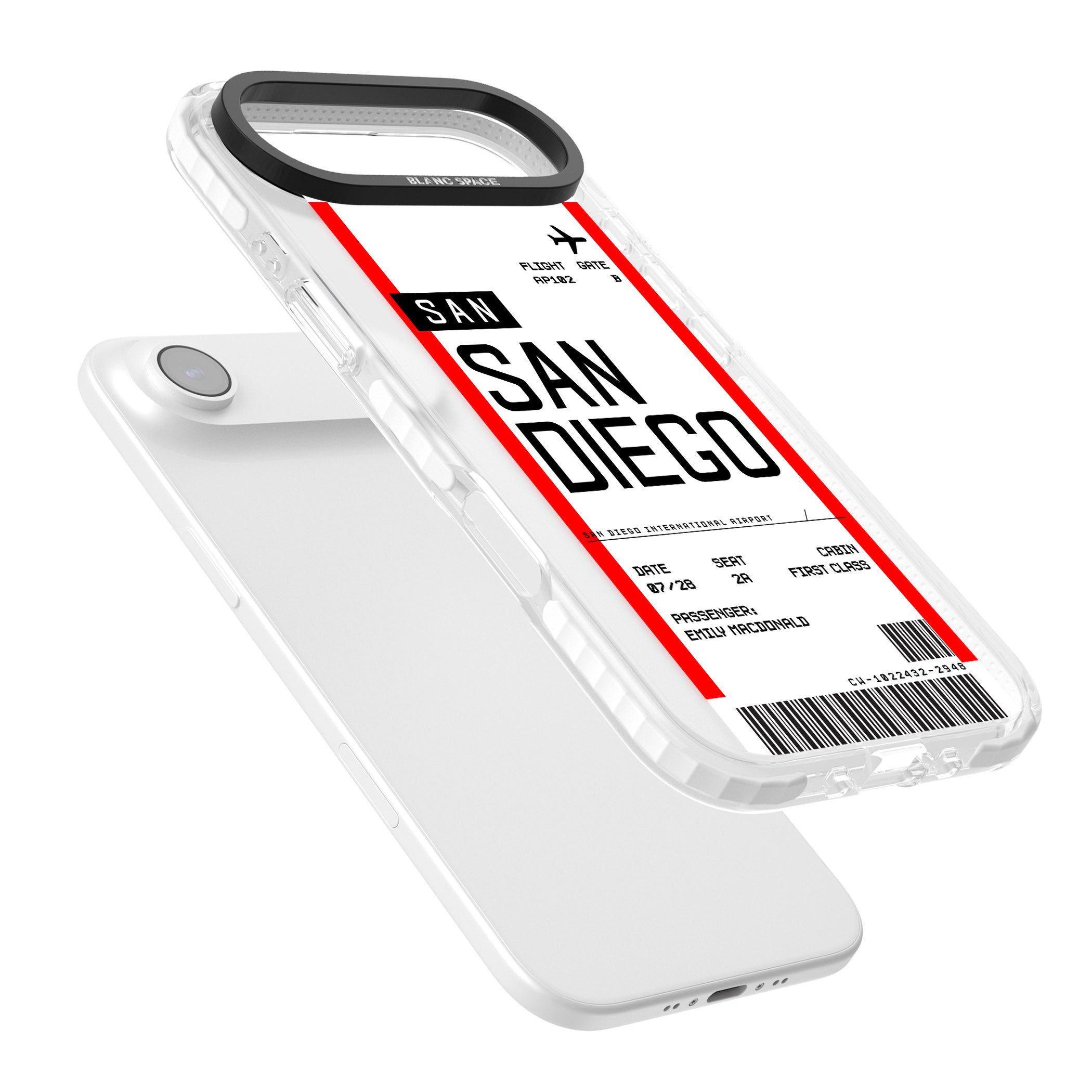 Personalised San Diego Boarding Pass iPhone 17 Air Impact Pro Clear Phone Case Colours