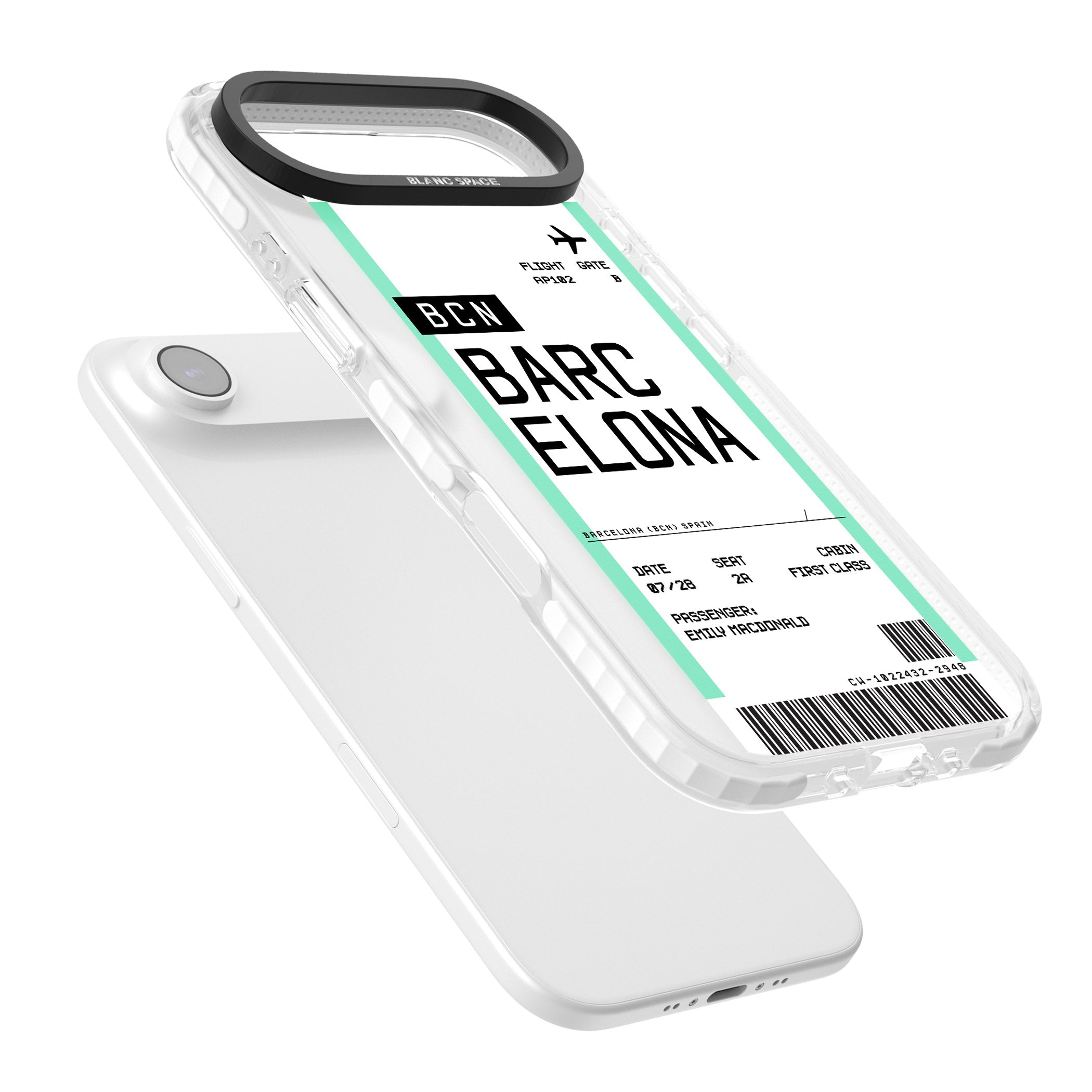 Personalised Barcelona Boarding Pass iPhone 17 Air Impact Pro Clear Phone Case Colours