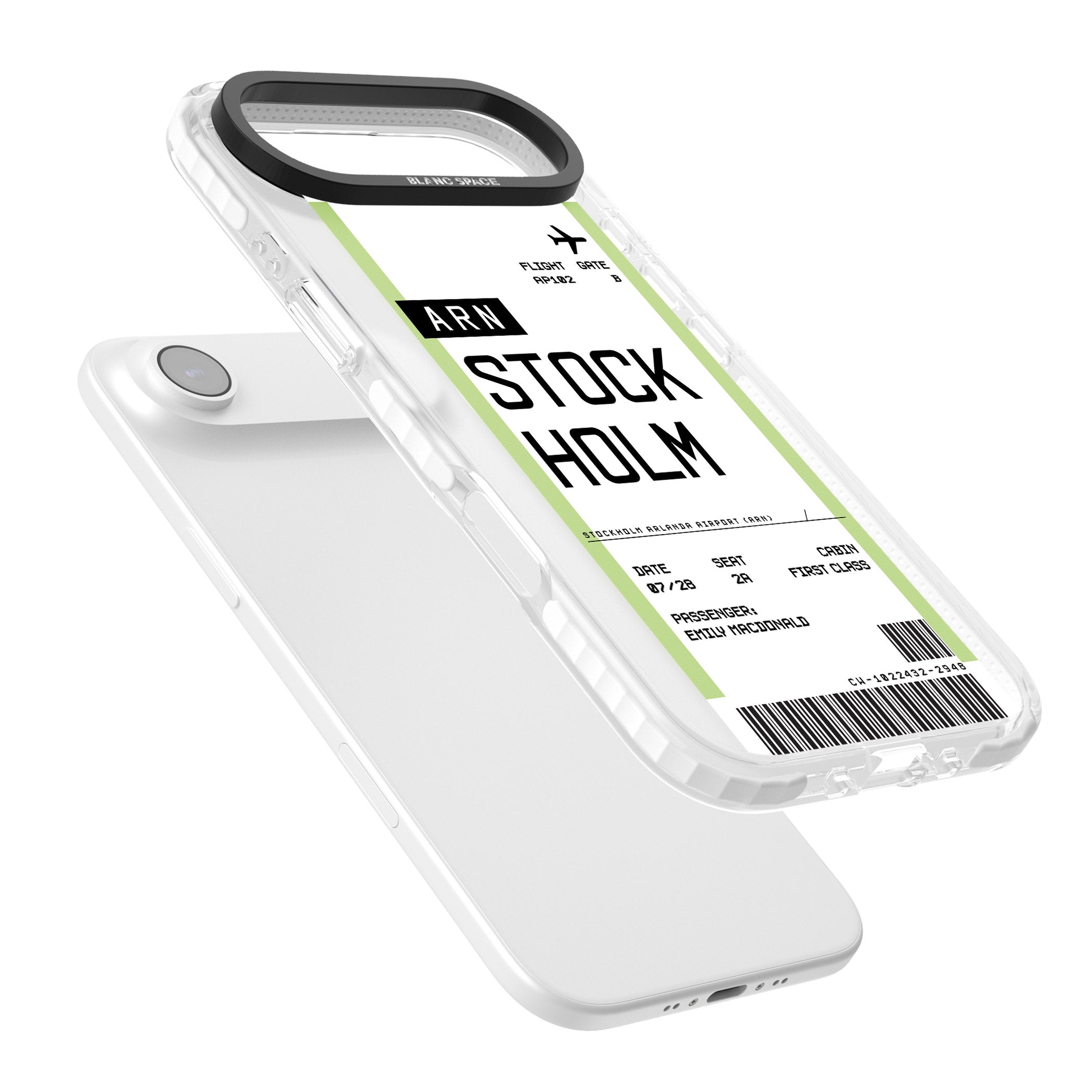 Personalised Stockholm Boarding Pass iPhone 17 Air Impact Pro Clear Phone Case Colours
