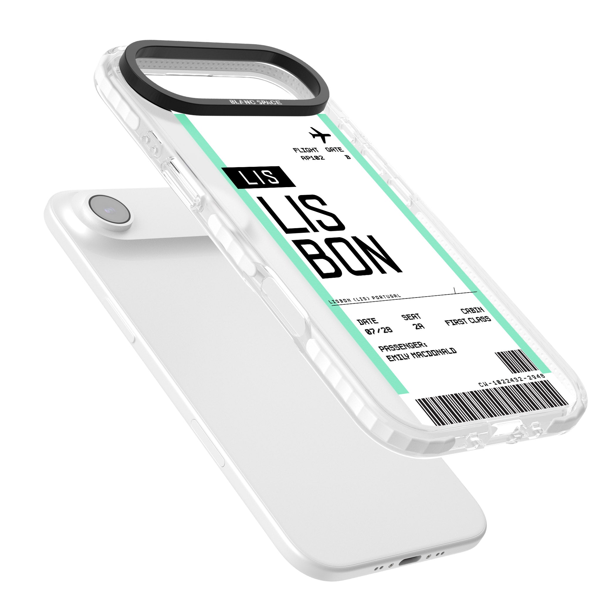 Personalised Lisbon Boarding Pass iPhone 17 Air Impact Pro Clear Phone Case Colours