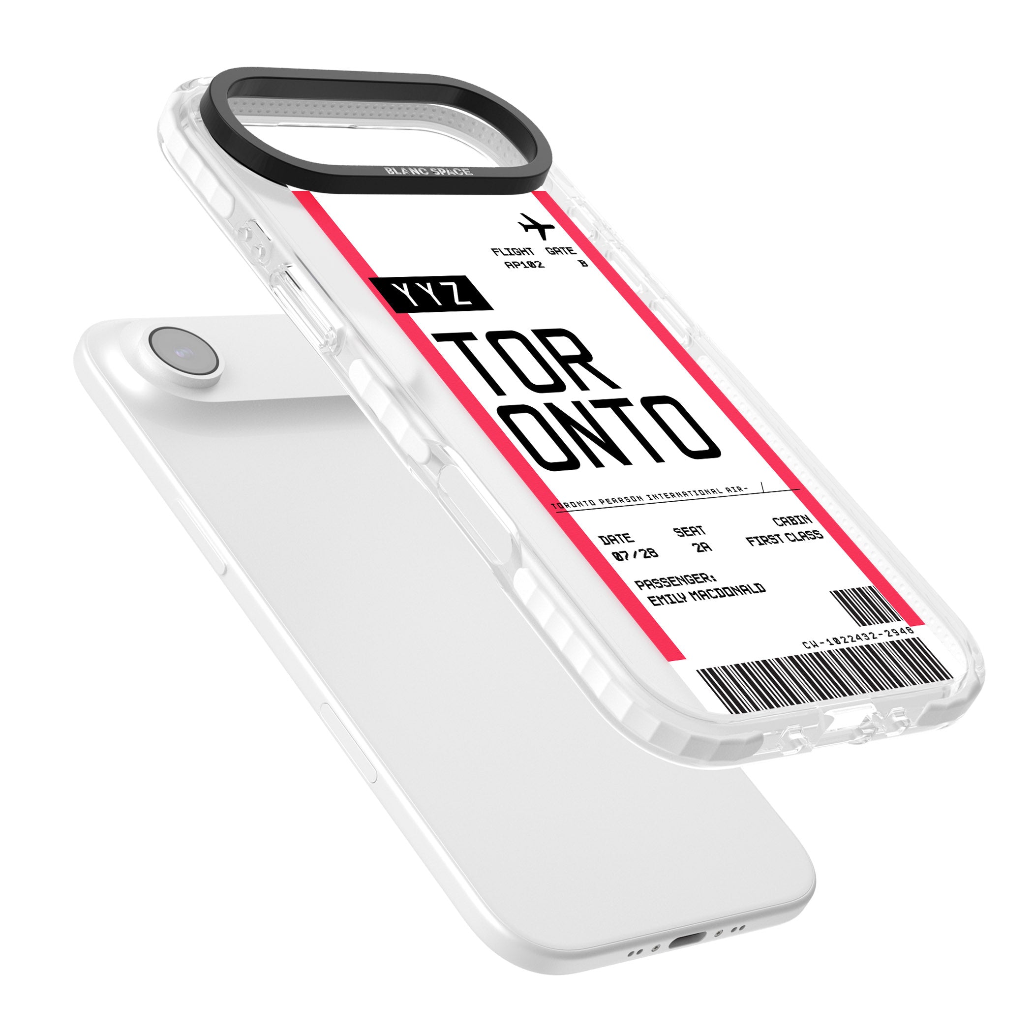 Personalised Toronto Boarding Pass iPhone 17 Air Impact Pro Clear Phone Case Colours