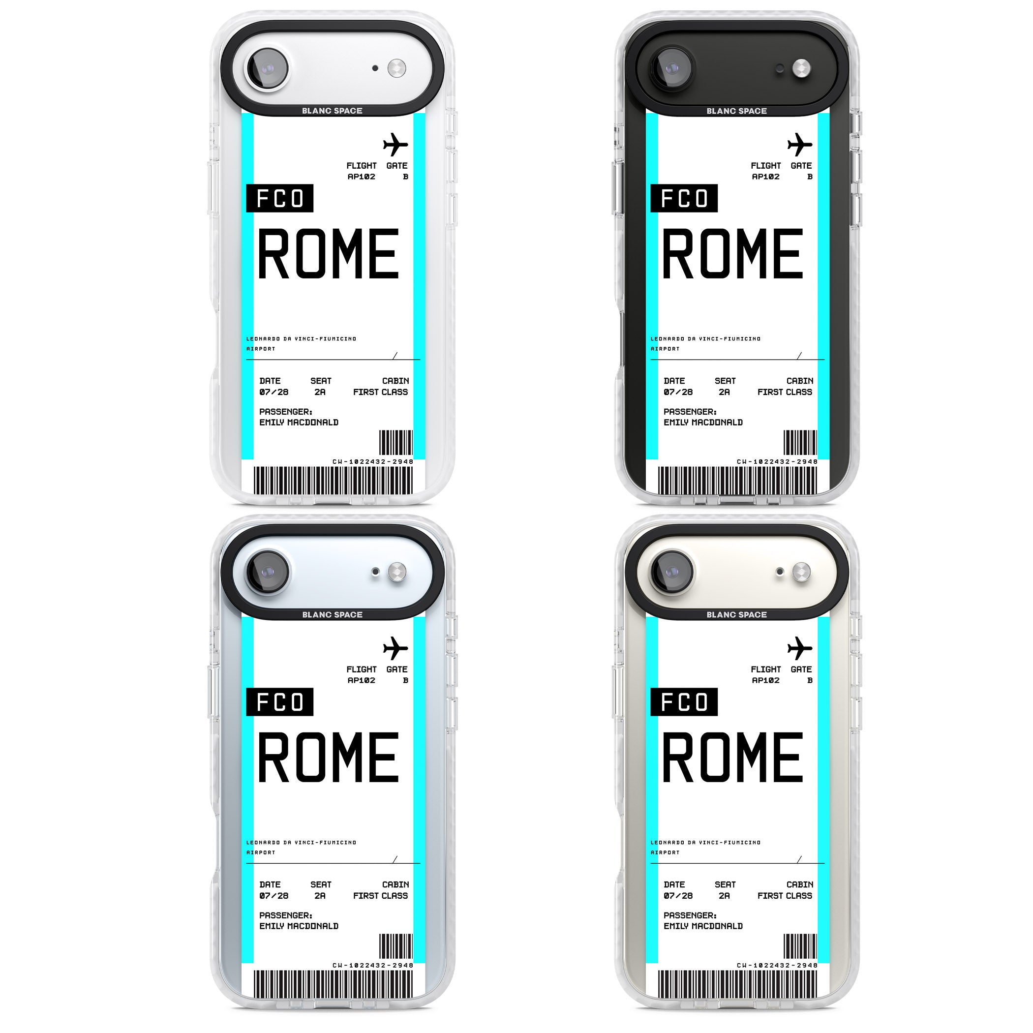 Personalised Rome Boarding Pass iPhone 17 Air Impact Pro Clear Phone Case APT Impact Protection