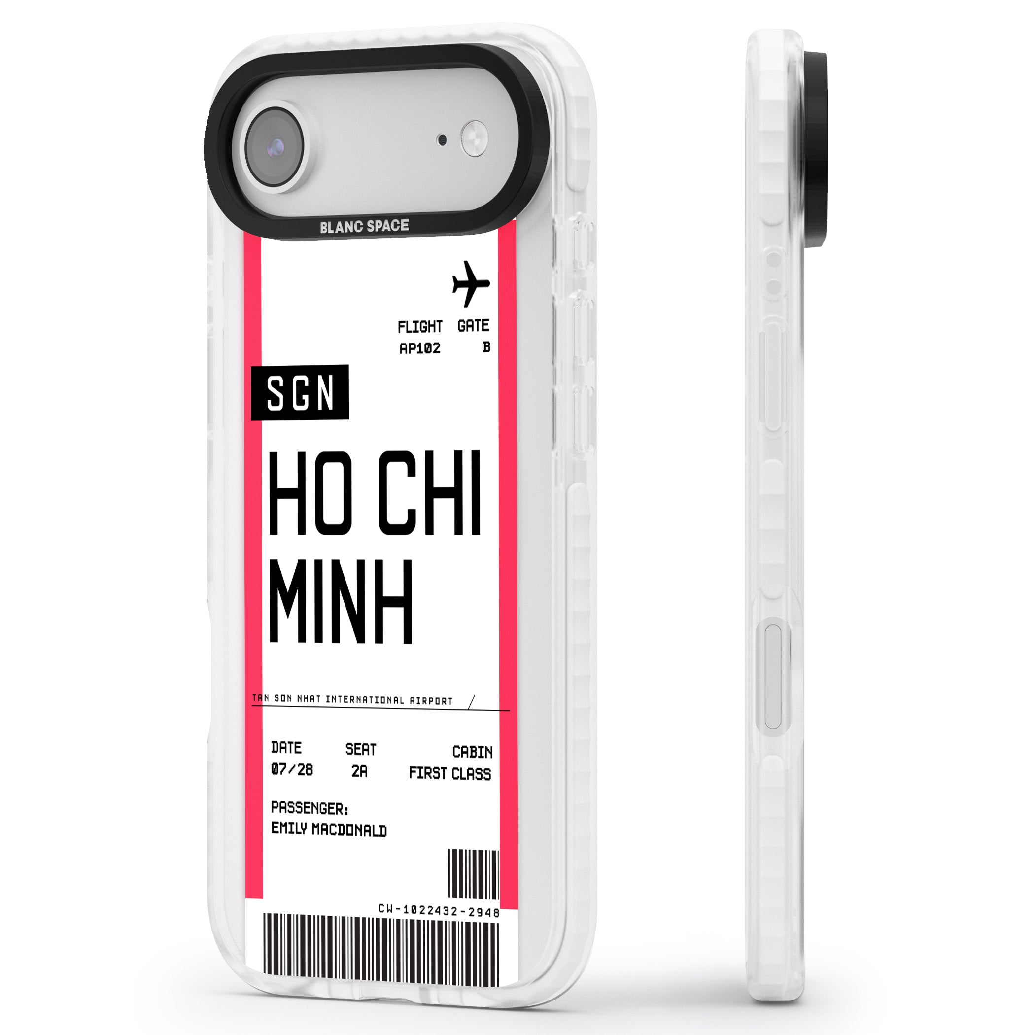 Personalised Ho Chi Minh Boarding Pass iPhone 17 Air Impact Pro Clear Phone Case Side Profile