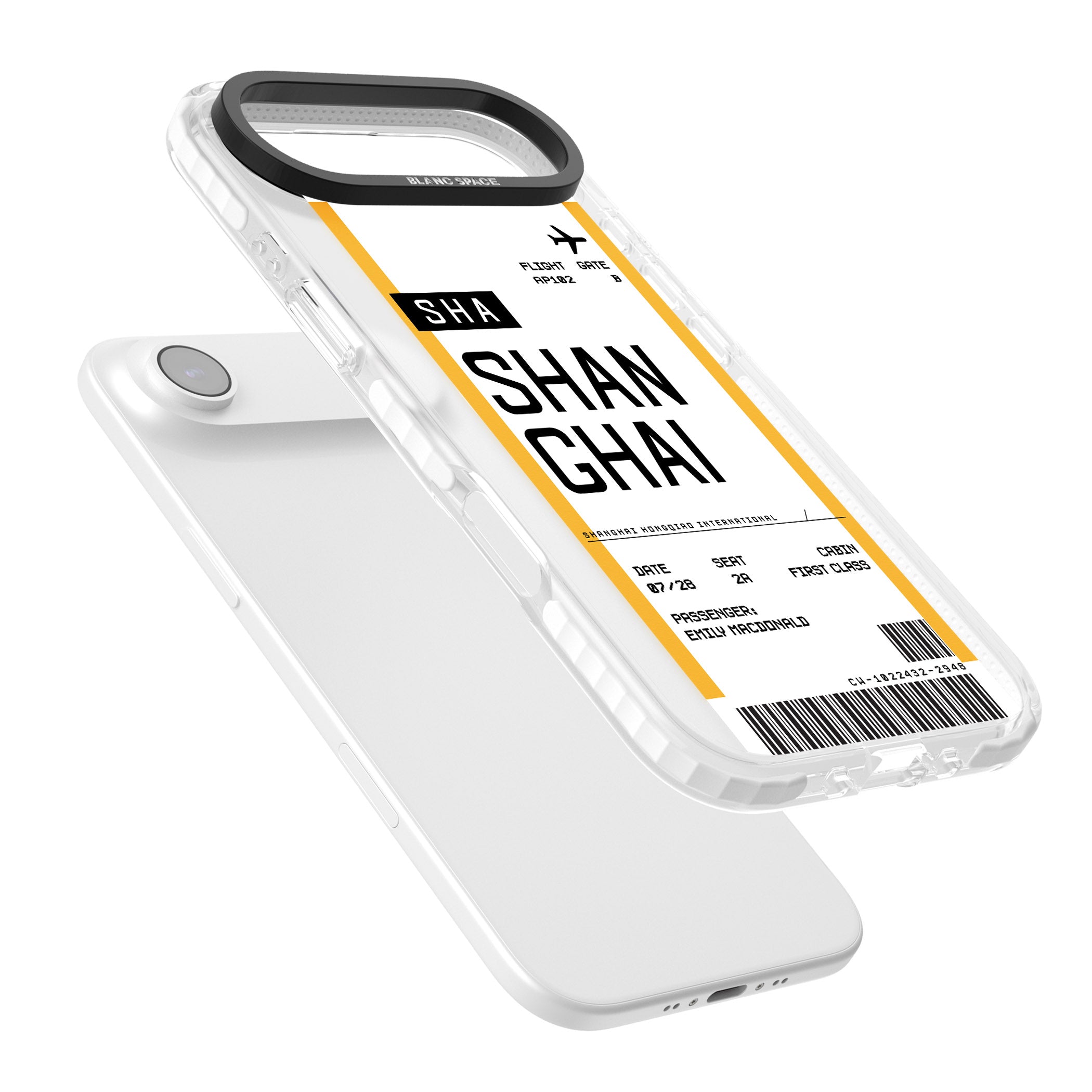 Personalised Shanghai Boarding Pass iPhone 17 Air Impact Pro Clear Phone Case Colours