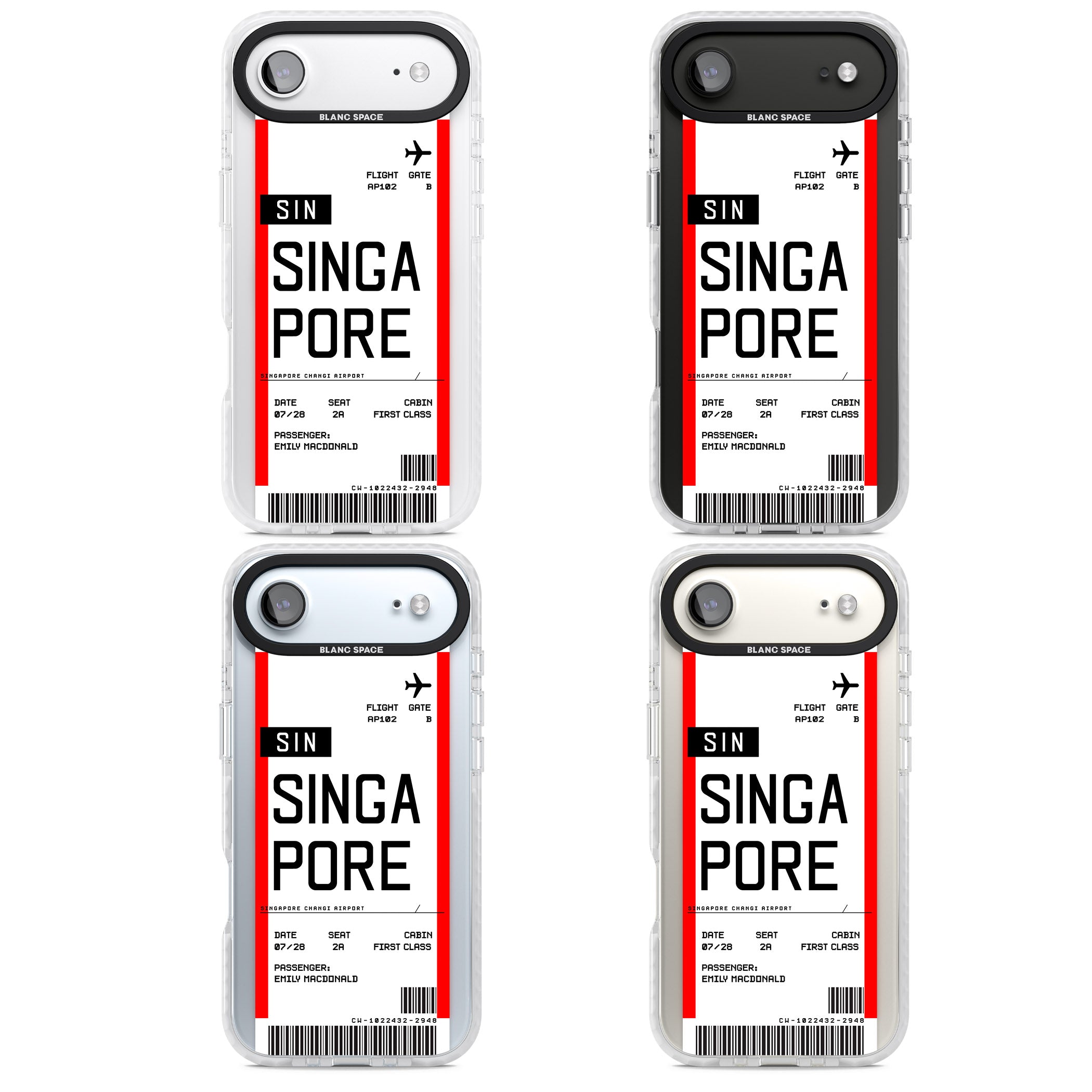 Personalised Singapore Boarding Pass iPhone 17 Air Impact Pro Clear Phone Case APT Impact Protection