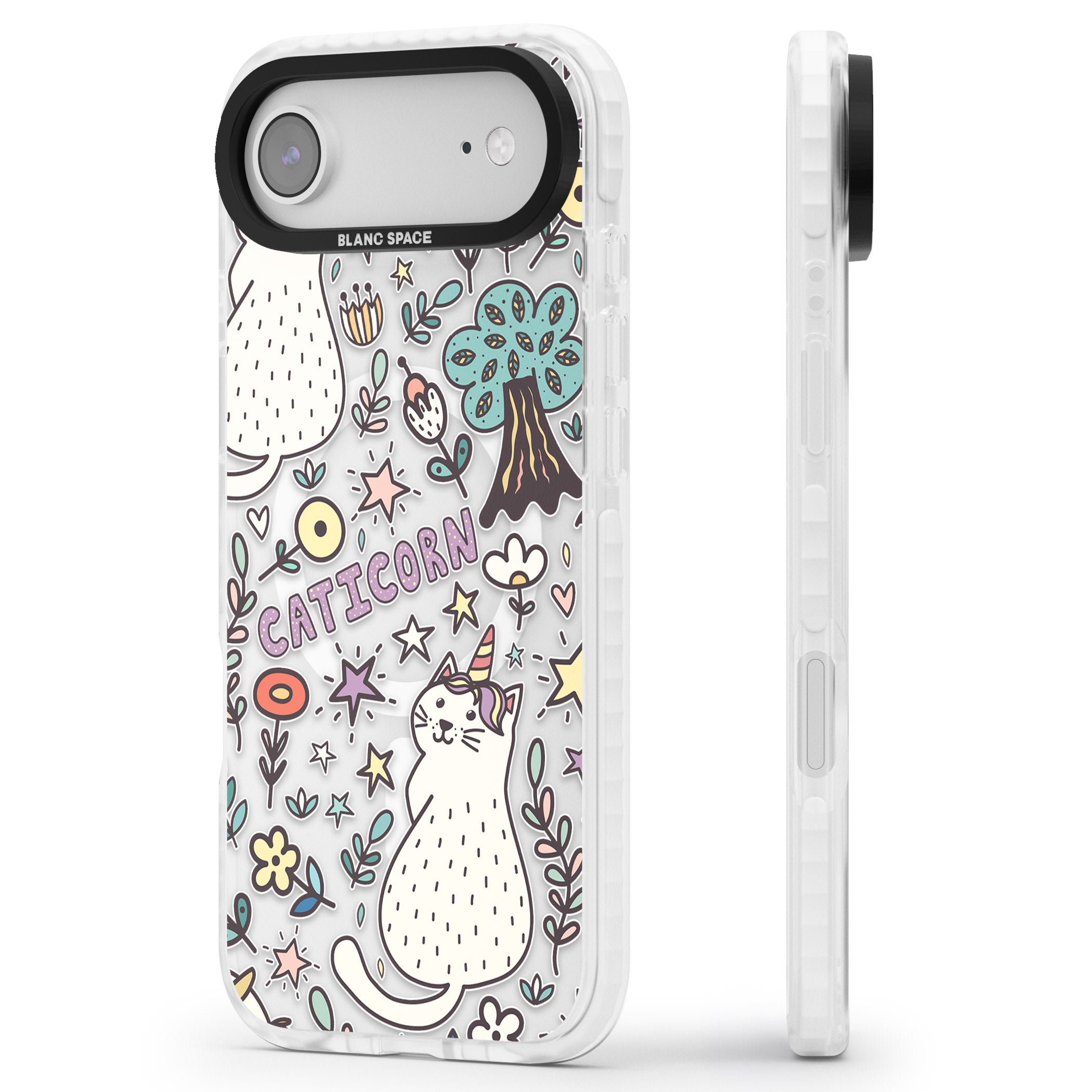 Caticorn Pattern iPhone 17 Air Impact Pro Clear Phone Case Side Profile