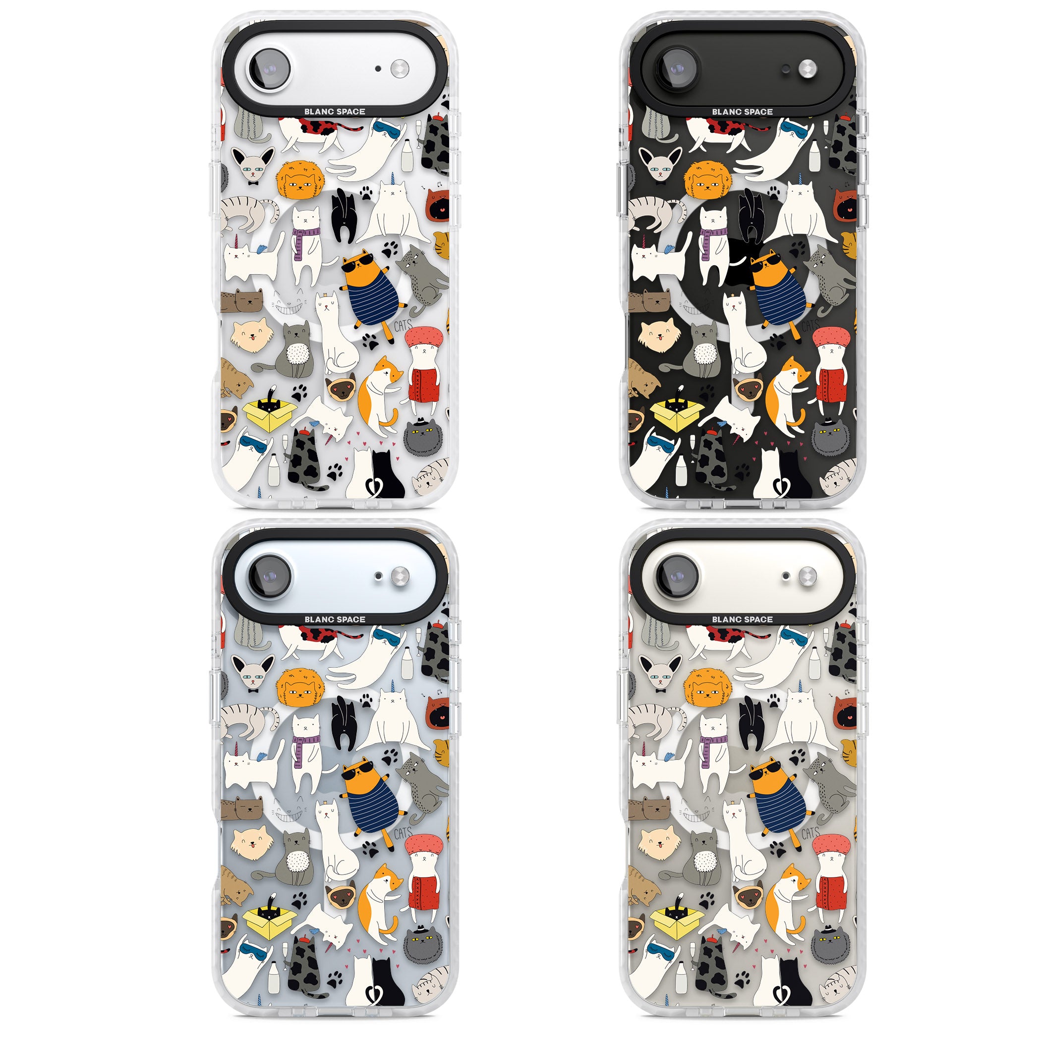 Cartoon Cat Collage iPhone 17 Air Impact Pro Clear Phone Case APT Impact Protection