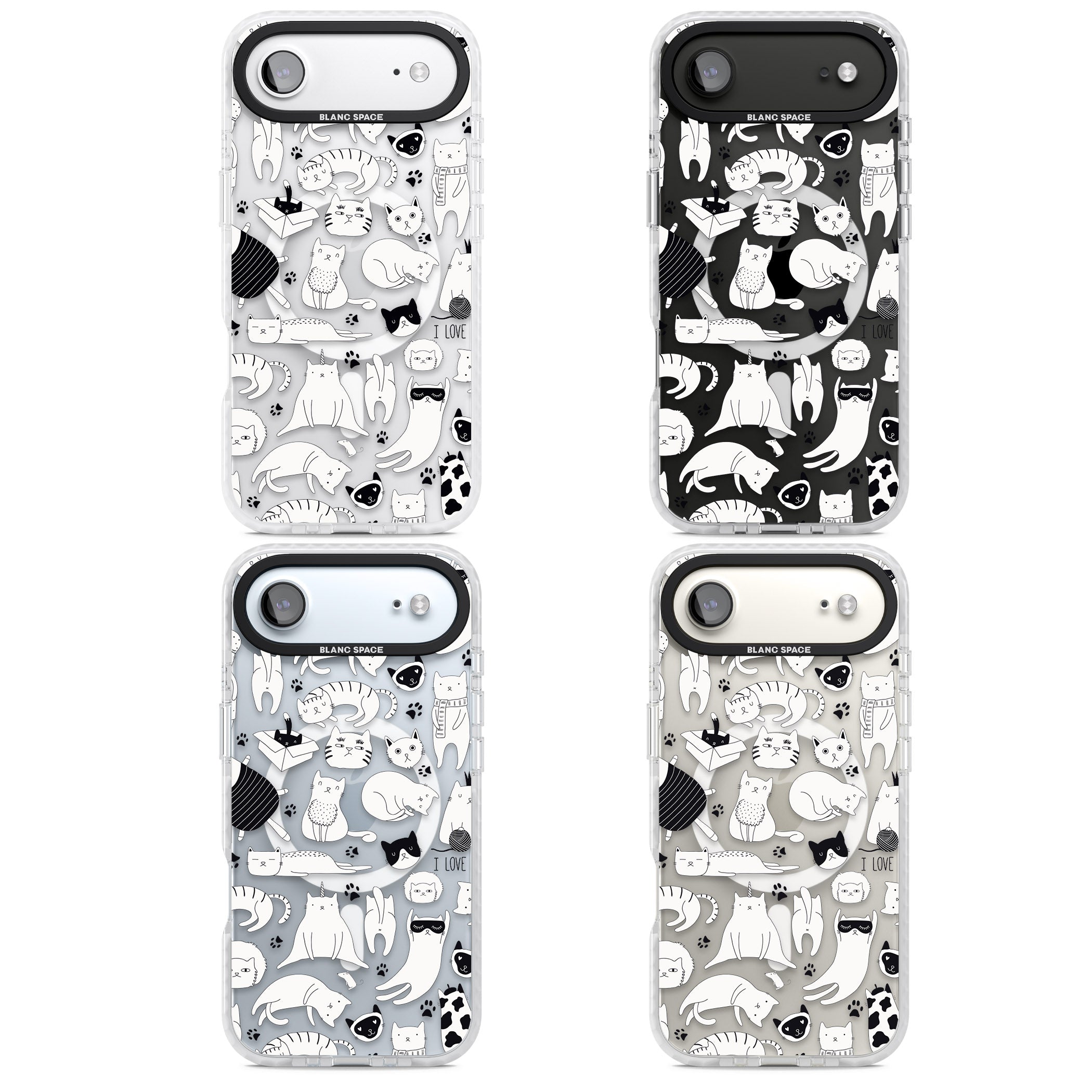 Cartoon Cat Collage Black & White iPhone 17 Air Impact Pro Clear Phone Case APT Impact Protection