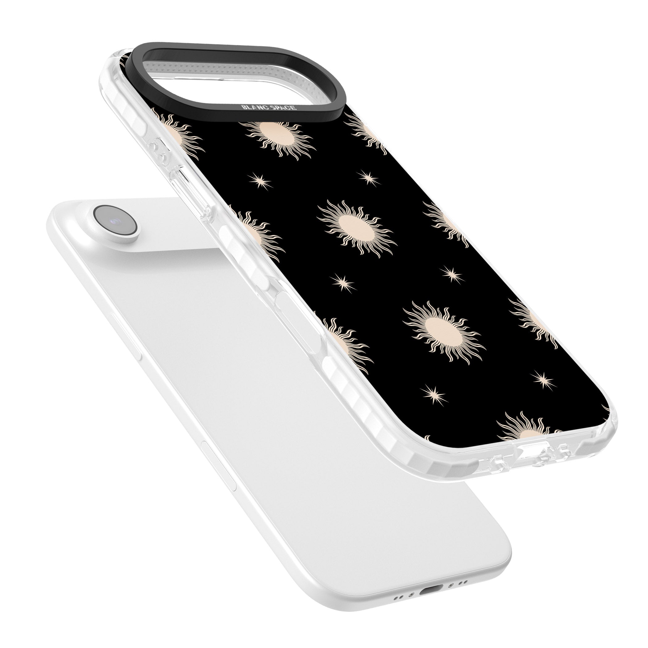 Celestial Patterns Classic Suns (Black) iPhone 17 Air Impact Pro Clear Phone Case Colours
