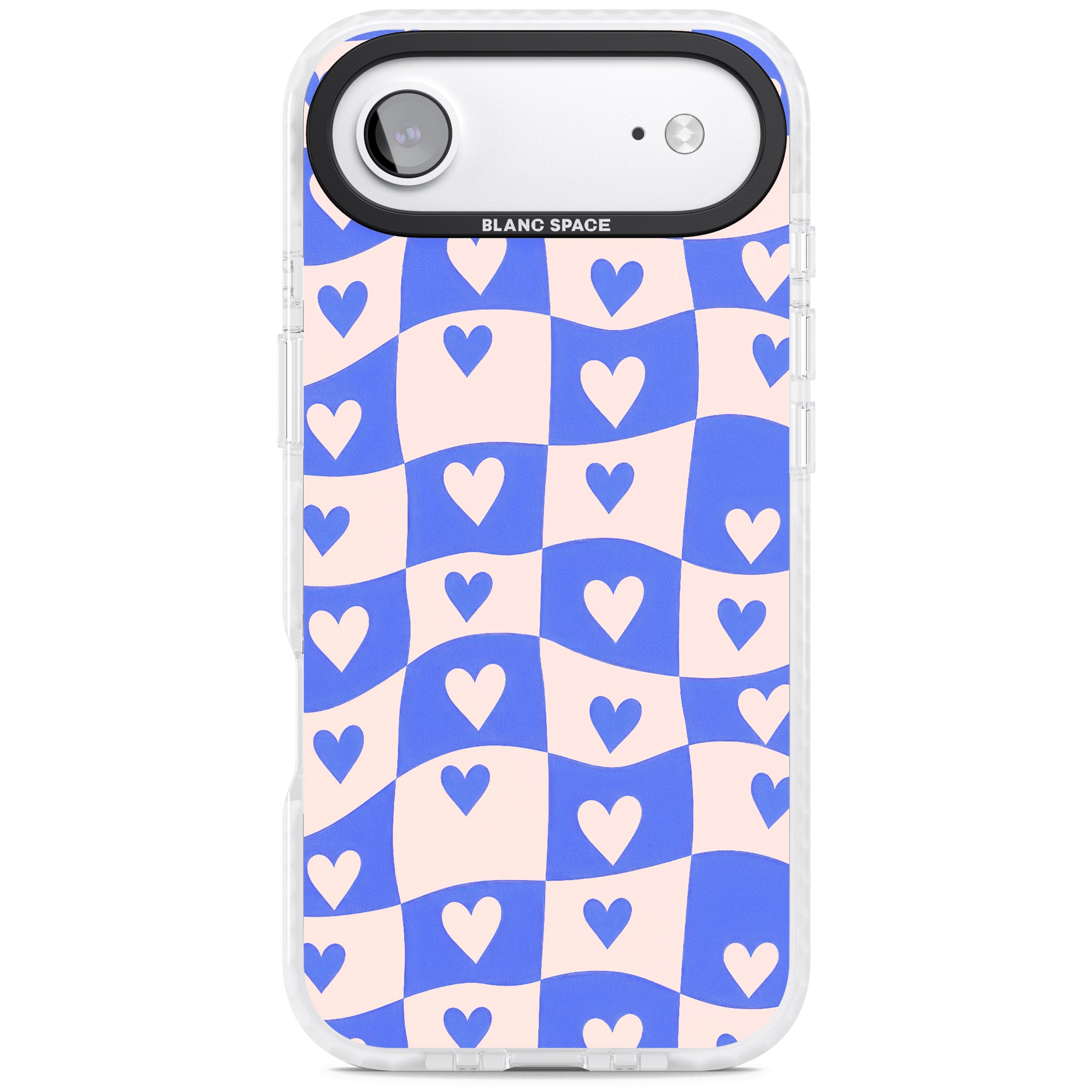 Blue Wavy Checked Hearts iPhone 17 Air Impact Pro Clear Phone Case
