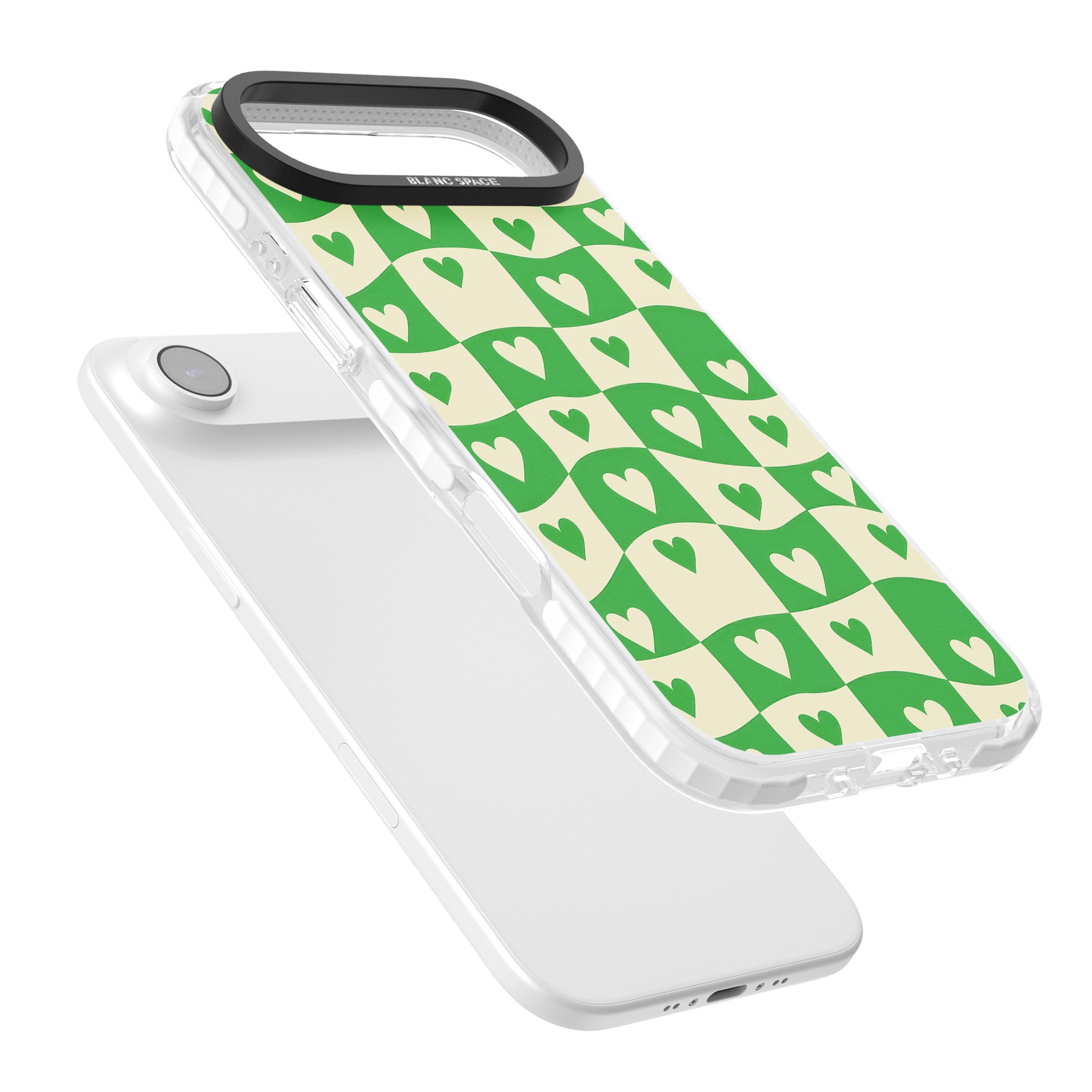 Green Wavy Checked Hearts iPhone 17 Air Impact Pro Clear Phone Case Colours