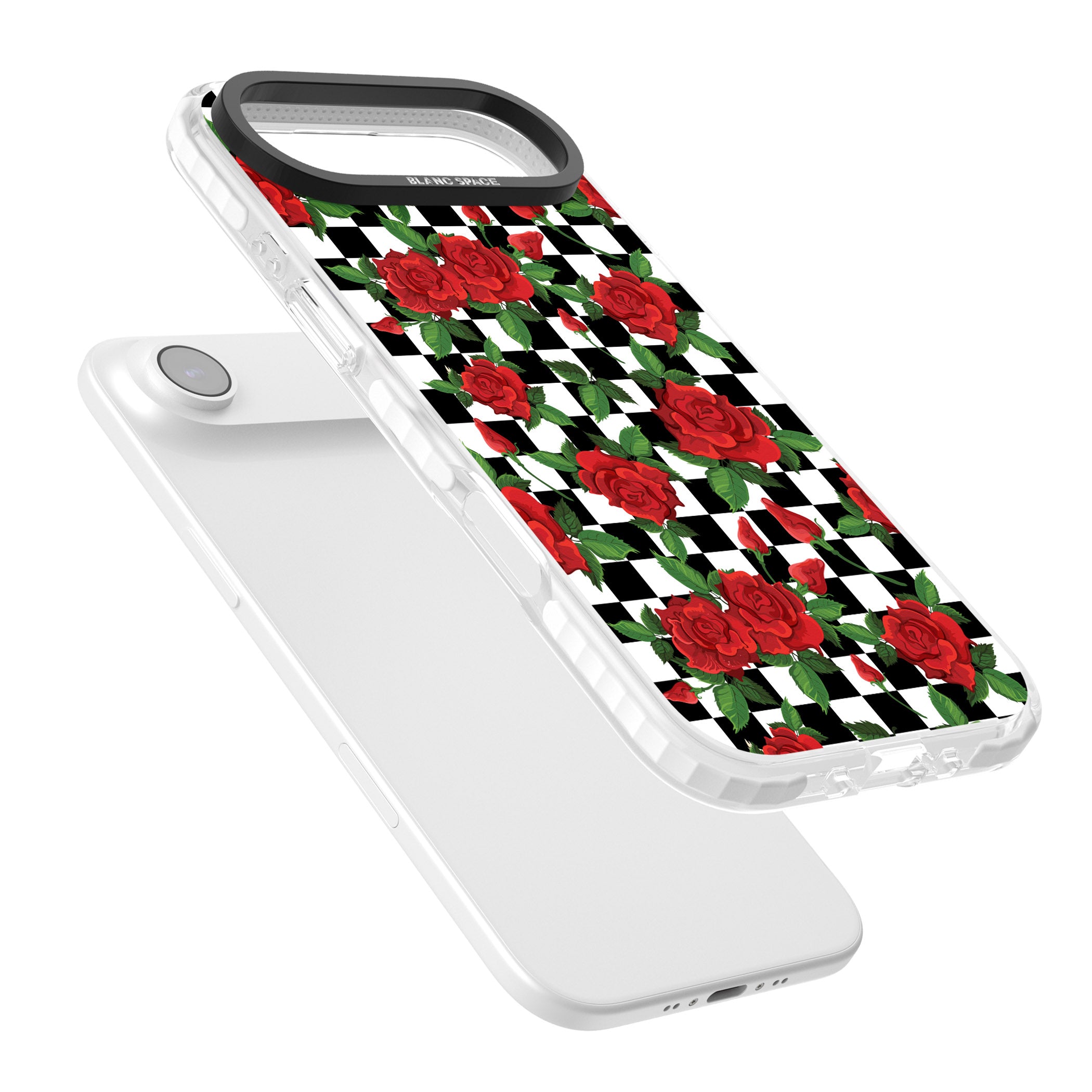 Checkered Roses iPhone 17 Air Impact Pro Clear Phone Case Colours