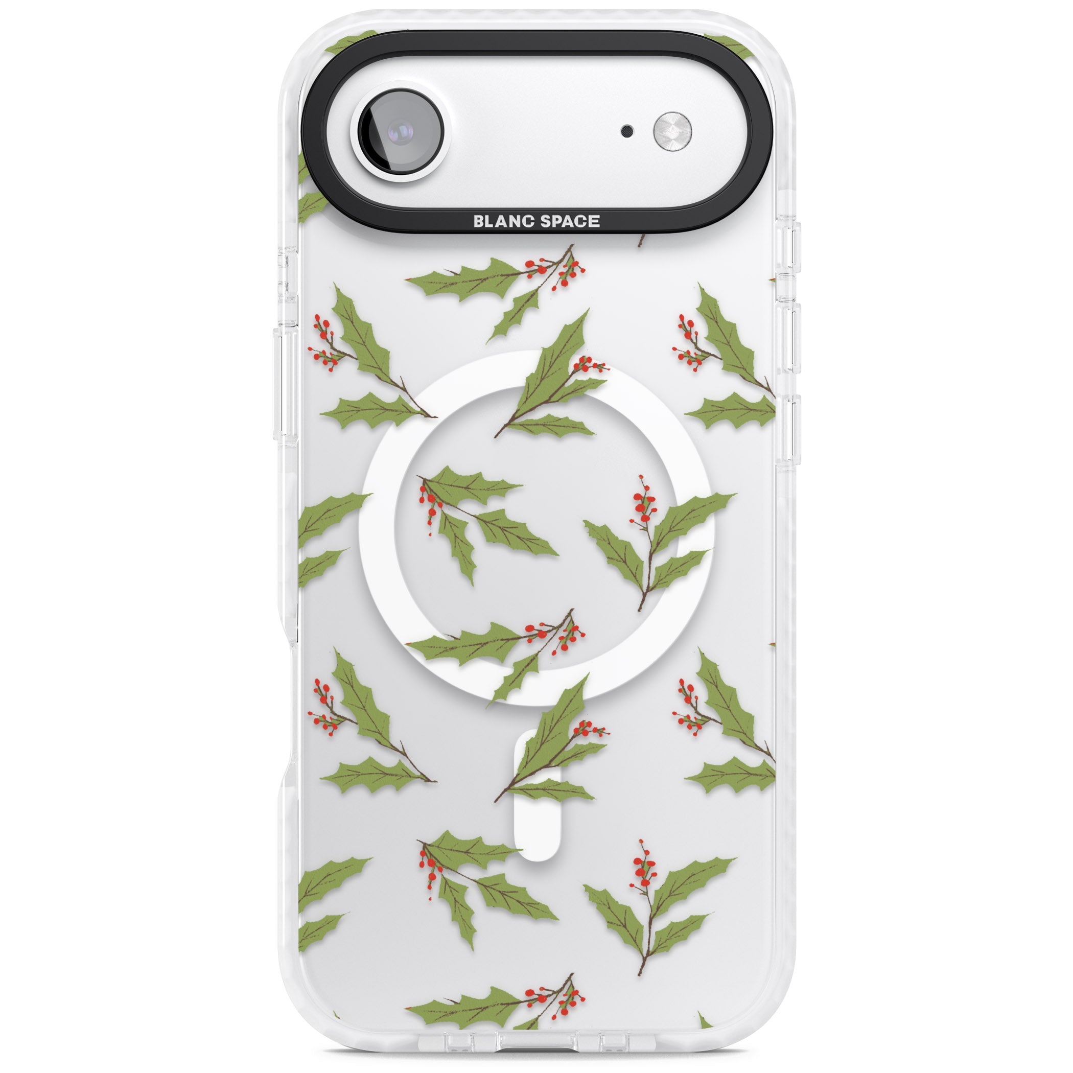 Christmas Holly Pattern iPhone 17 Air Impact Pro Clear Phone Case
