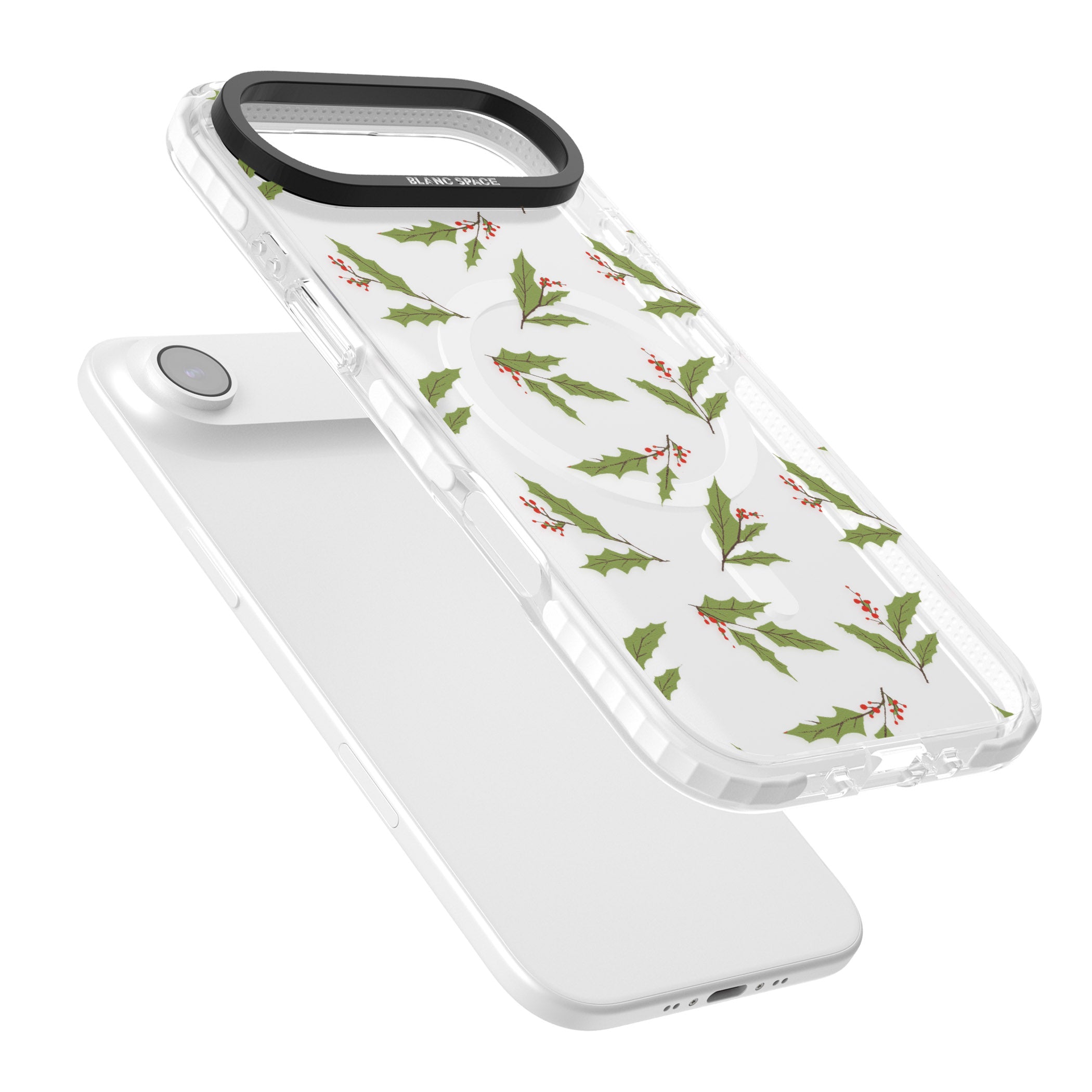 Christmas Holly Pattern iPhone 17 Air Impact Pro Clear Phone Case Colours