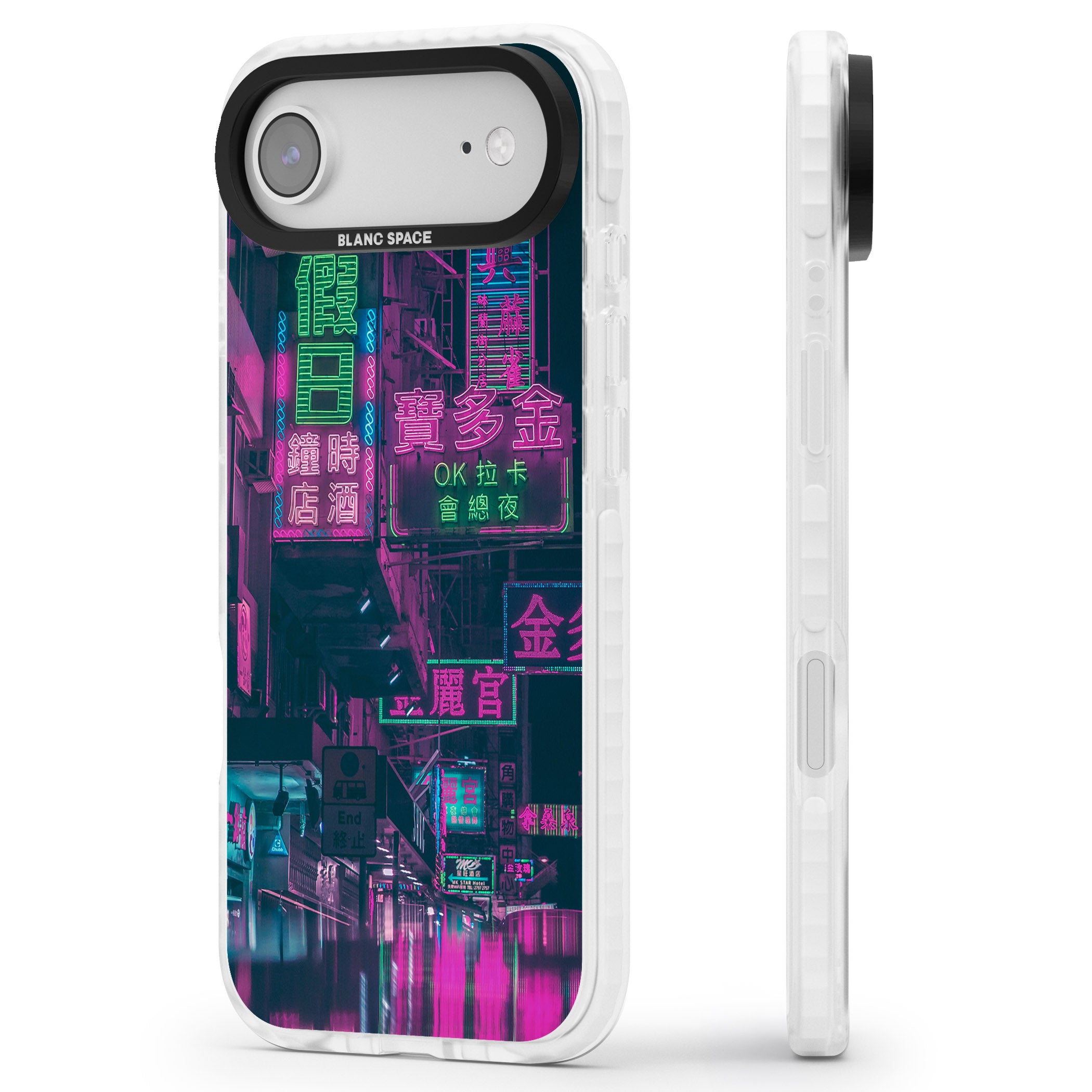 Neon Night Strip iPhone 17 Air Impact Pro Clear Phone Case Side Profile