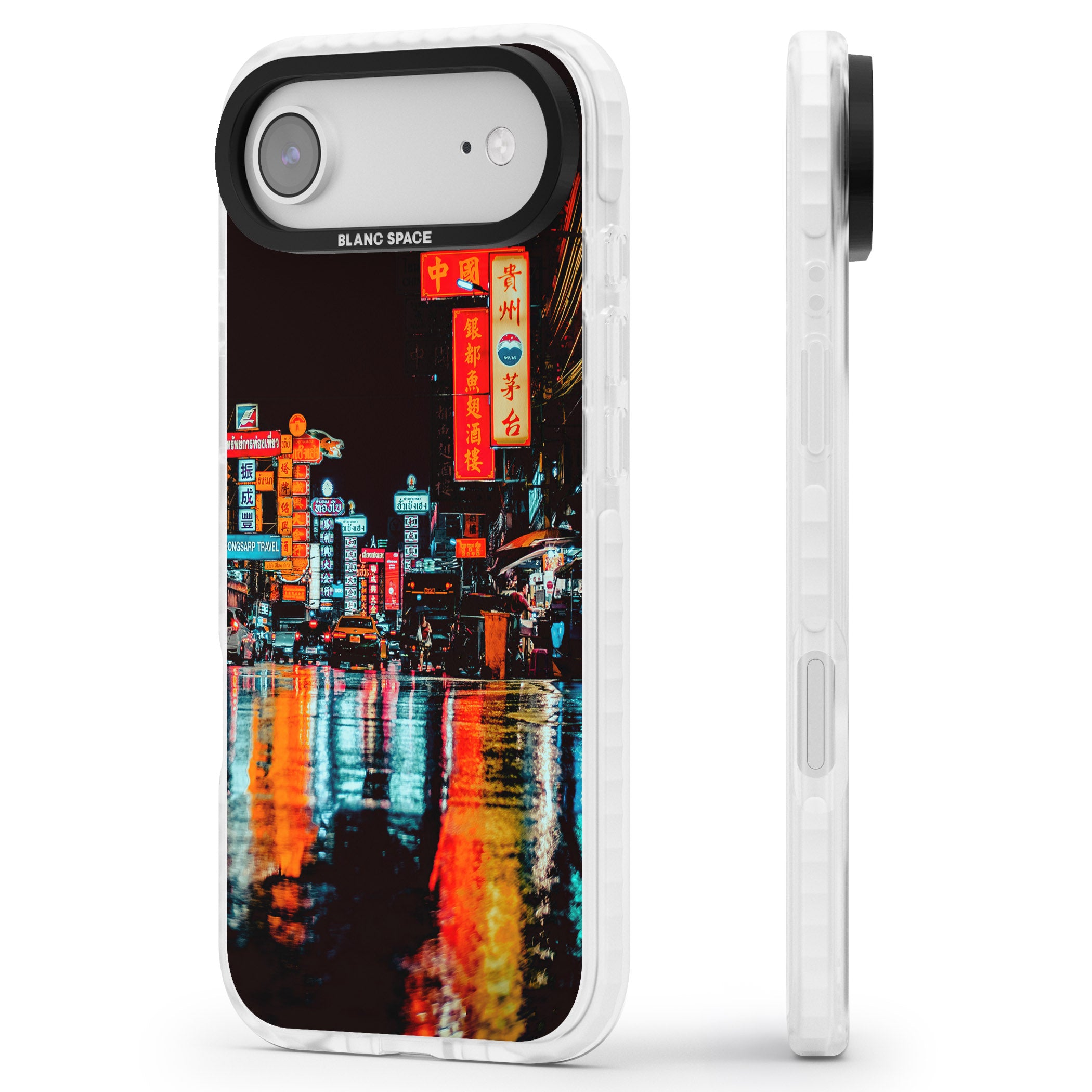 Neon City iPhone 17 Air Impact Pro Clear Phone Case Side Profile