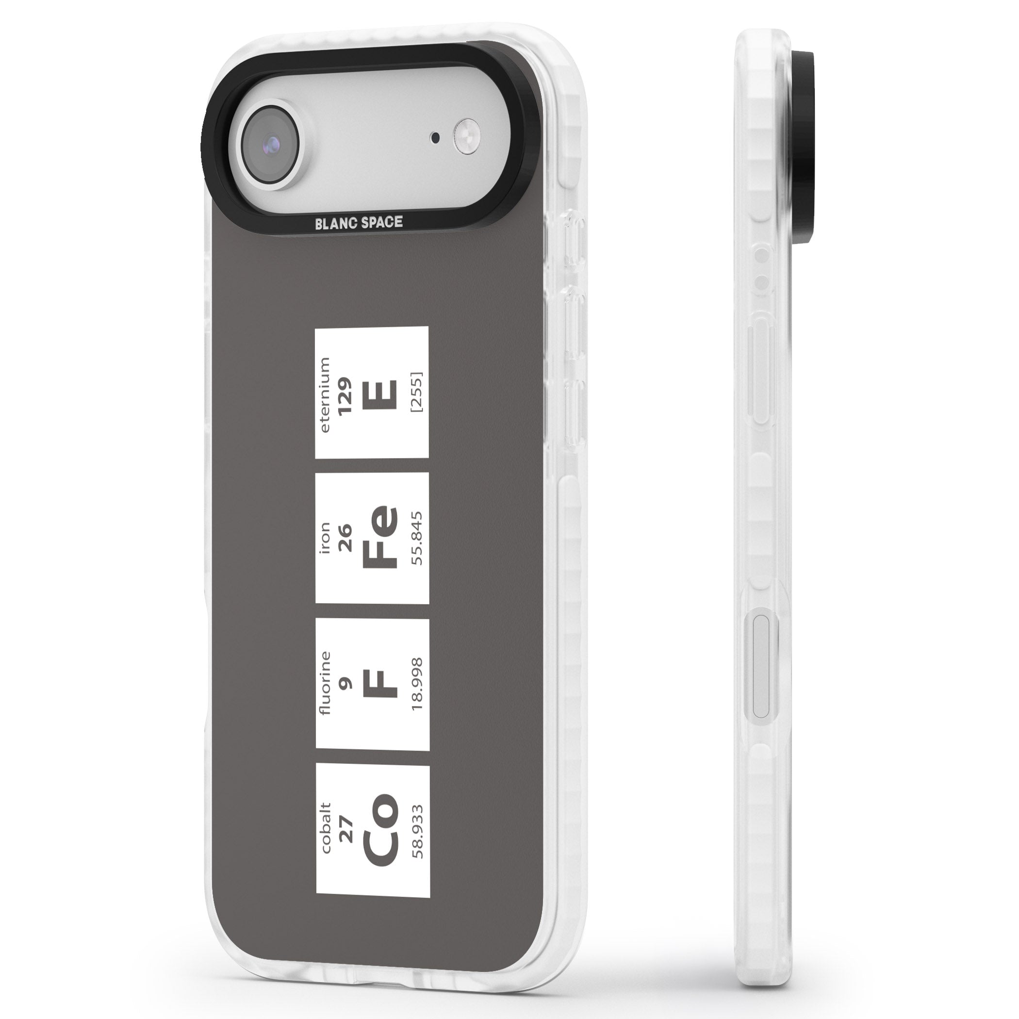 Coffee Element (Grey) iPhone 17 Air Impact Pro Clear Phone Case Side Profile