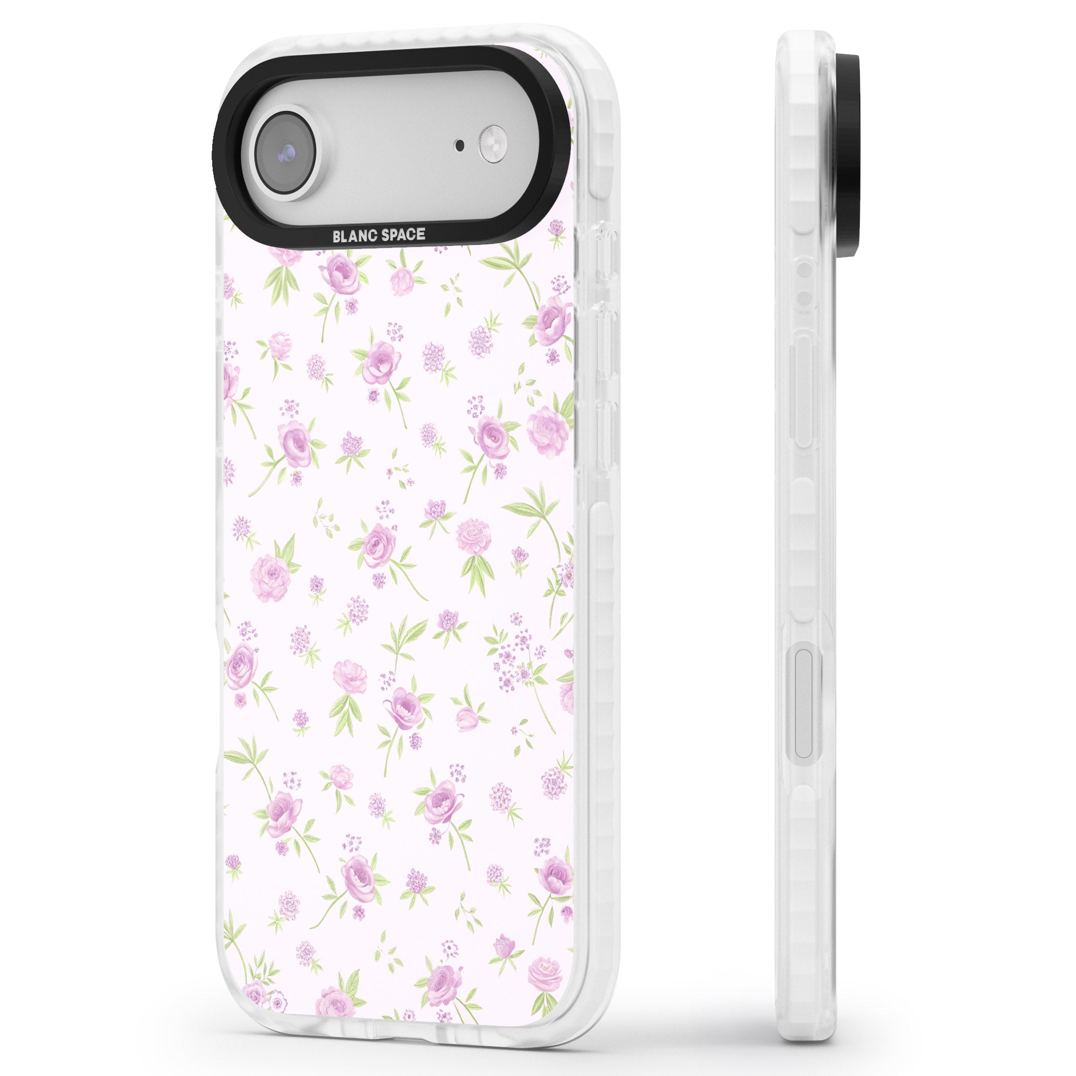 Pink Peonies iPhone 17 Air Impact Pro Clear Phone Case Side Profile