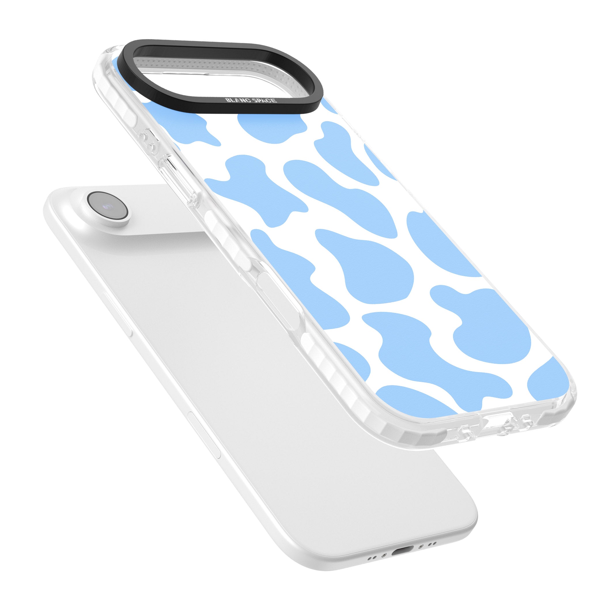 Blue And White Cow Print iPhone 17 Air Impact Pro Clear Phone Case Colours