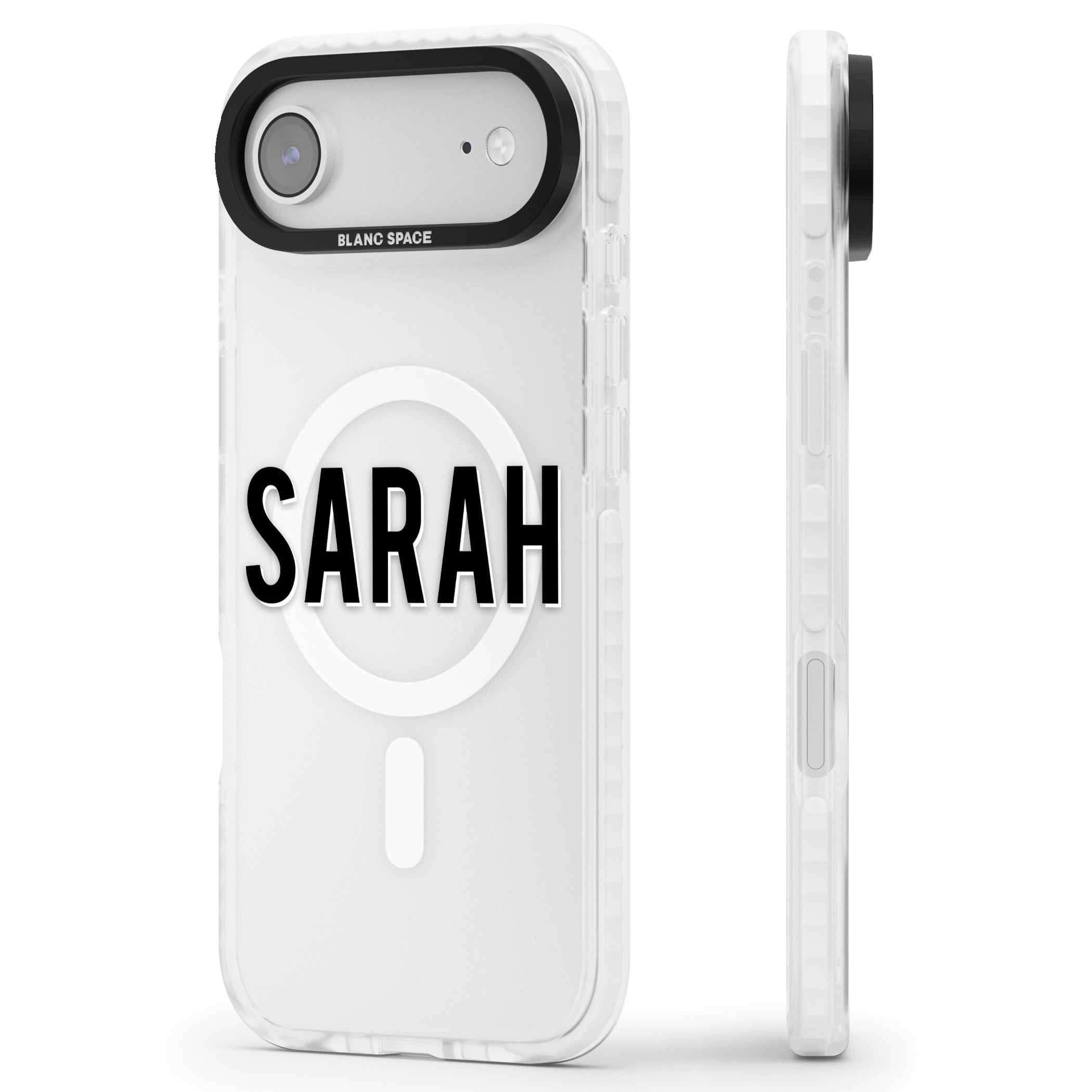 Personalised Clear Name iPhone 17 Air Impact Pro Clear Phone Case Side Profile