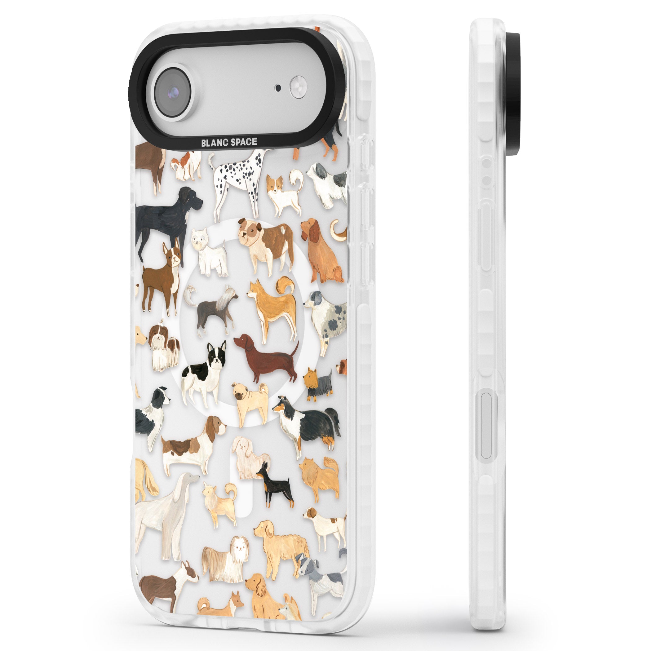 Hand Painted Dogs iPhone 17 Air Impact Pro Clear Phone Case Side Profile
