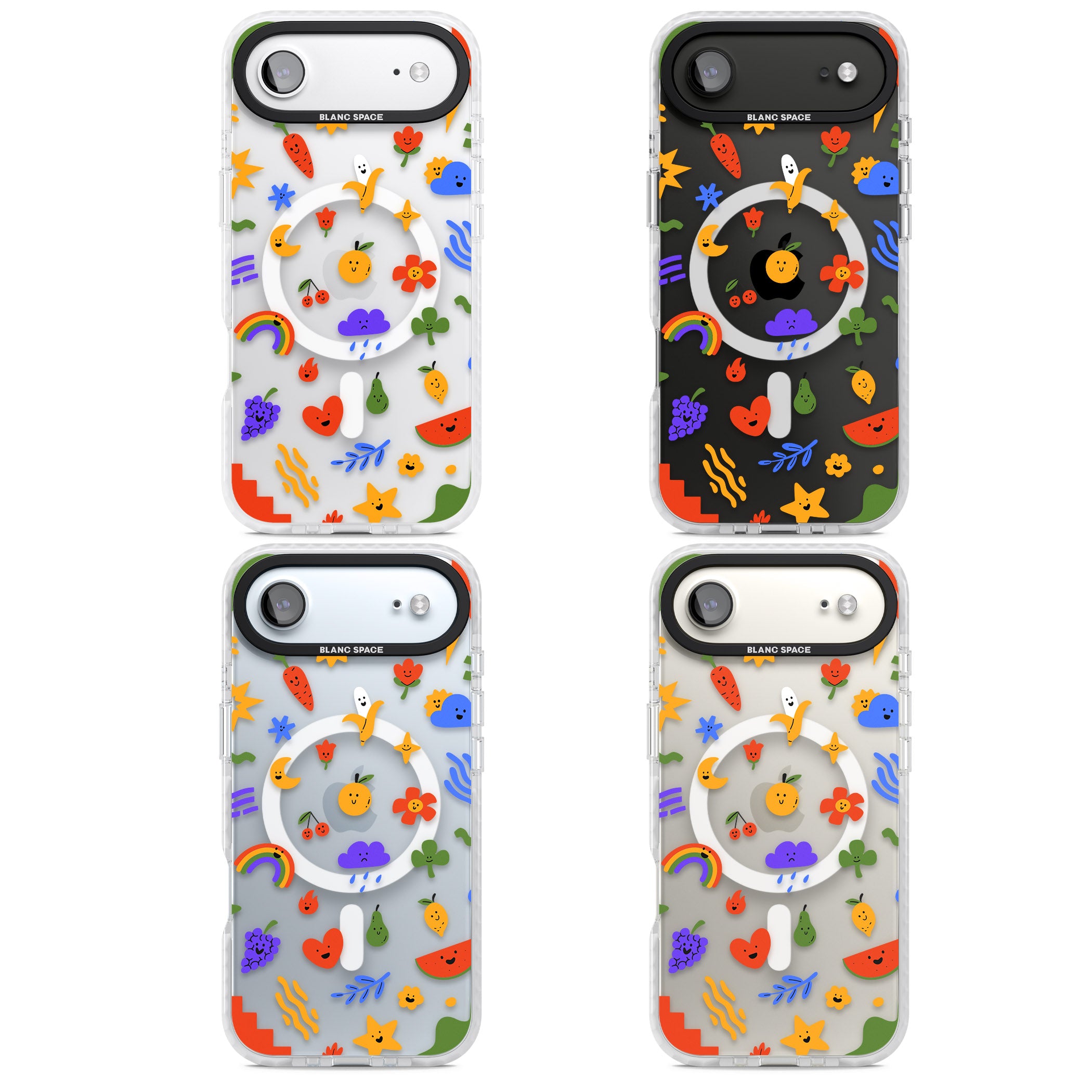 Quirky Cute Icon Pattern iPhone 17 Air Impact Pro Clear Phone Case APT Impact Protection