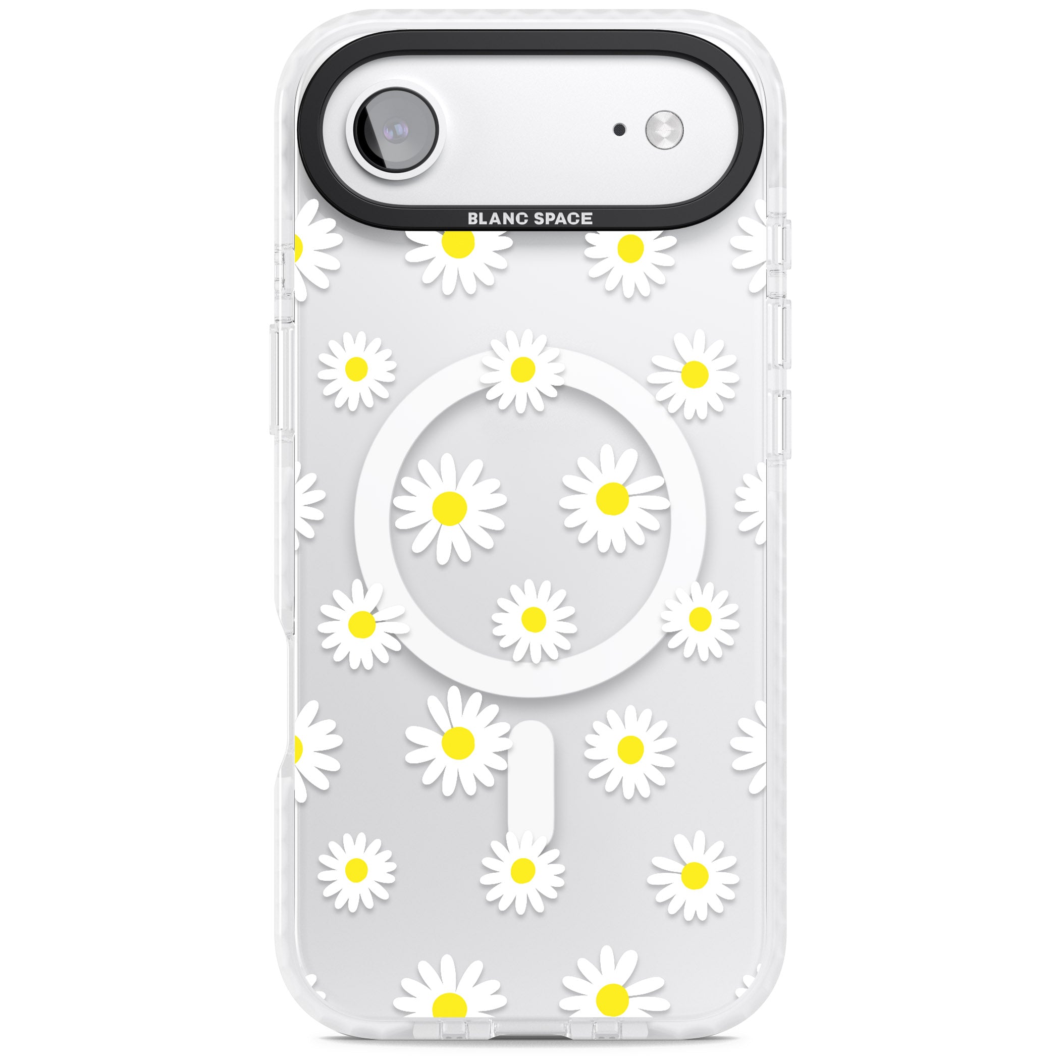 Personalised White Daisy Pattern iPhone 17 Air Impact Pro Clear Phone Case