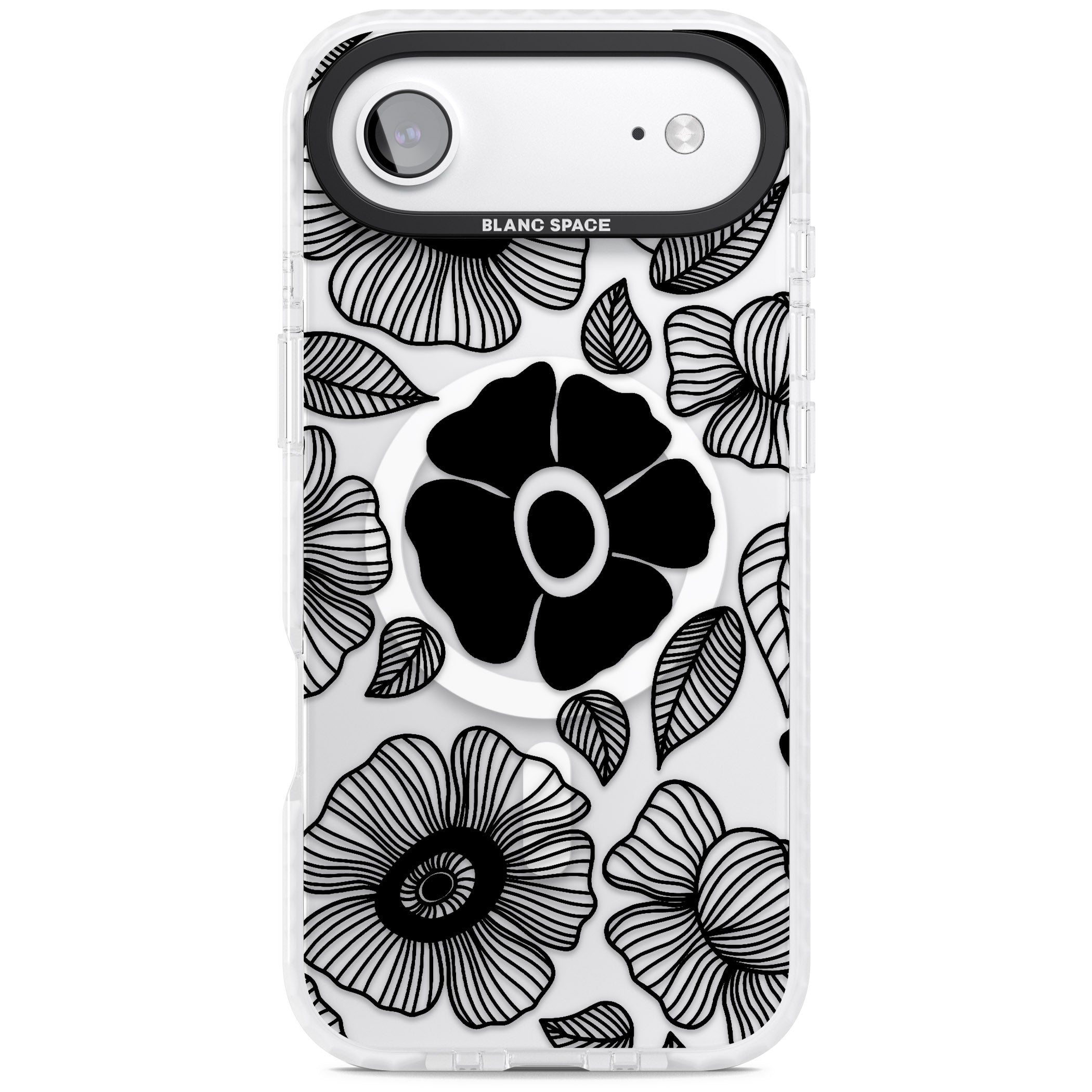 Black Flowers iPhone 17 Air Impact Pro Clear Phone Case