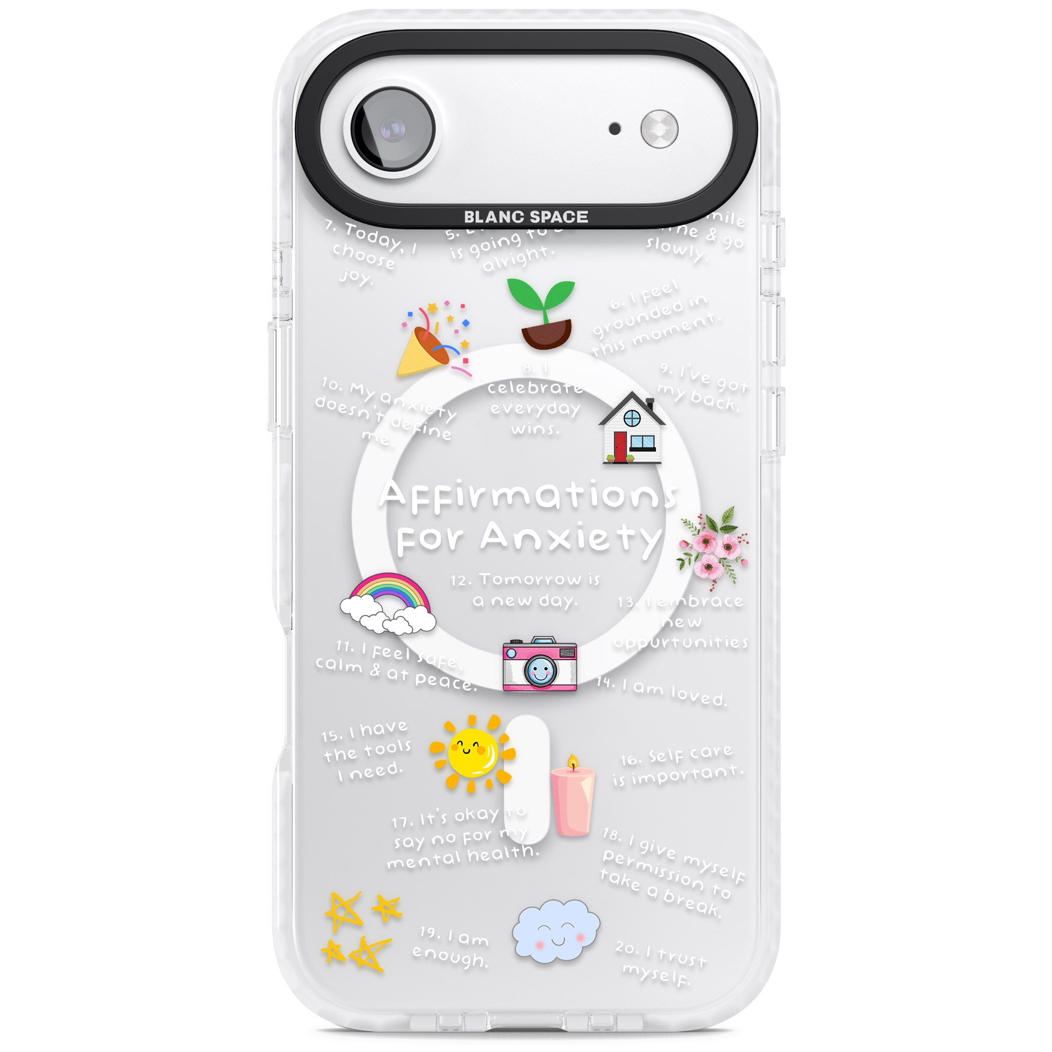 Anxiety White Text iPhone 17 Air Impact Pro Clear Phone Case