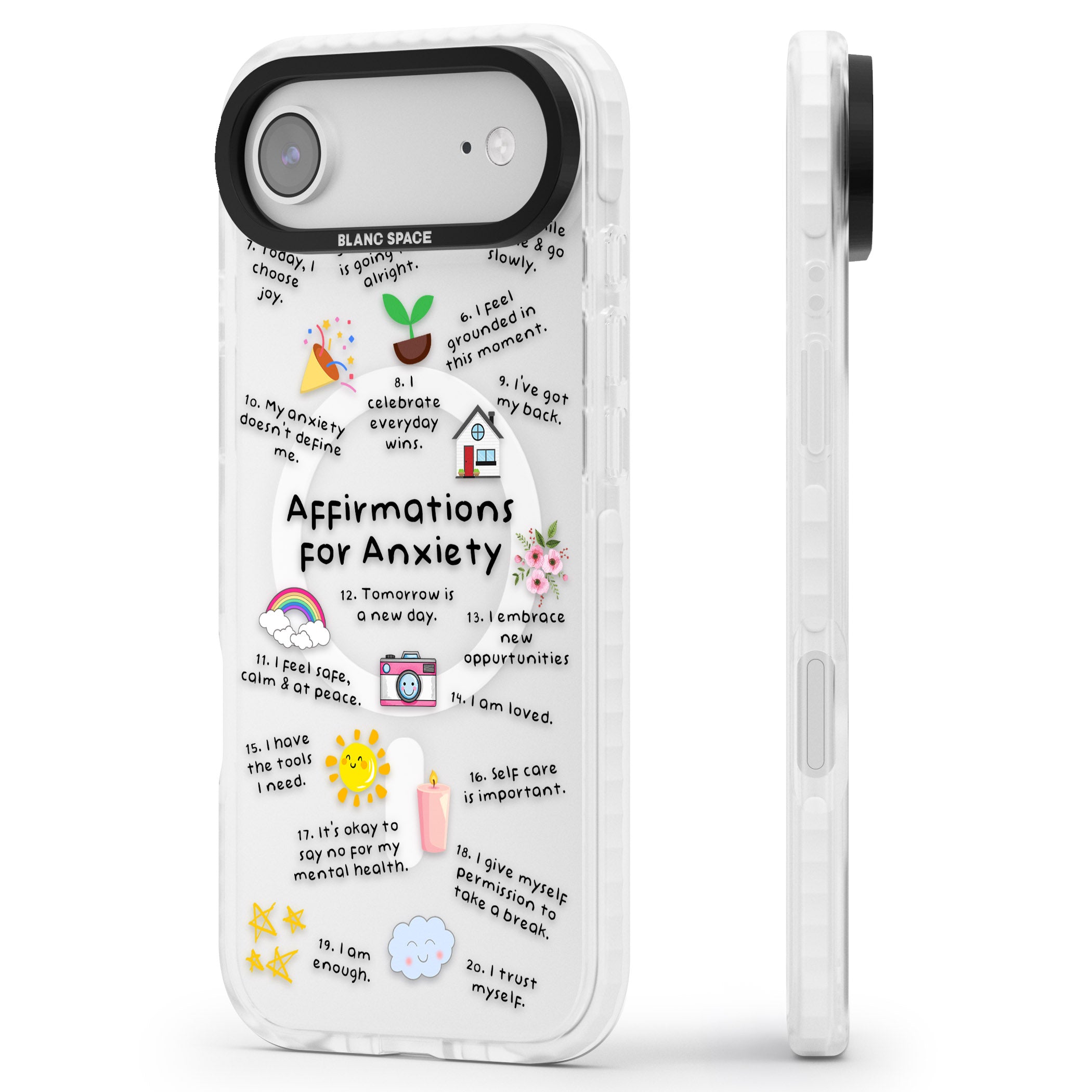 Anxiety Black Text iPhone 17 Air Impact Pro Clear Phone Case Side Profile