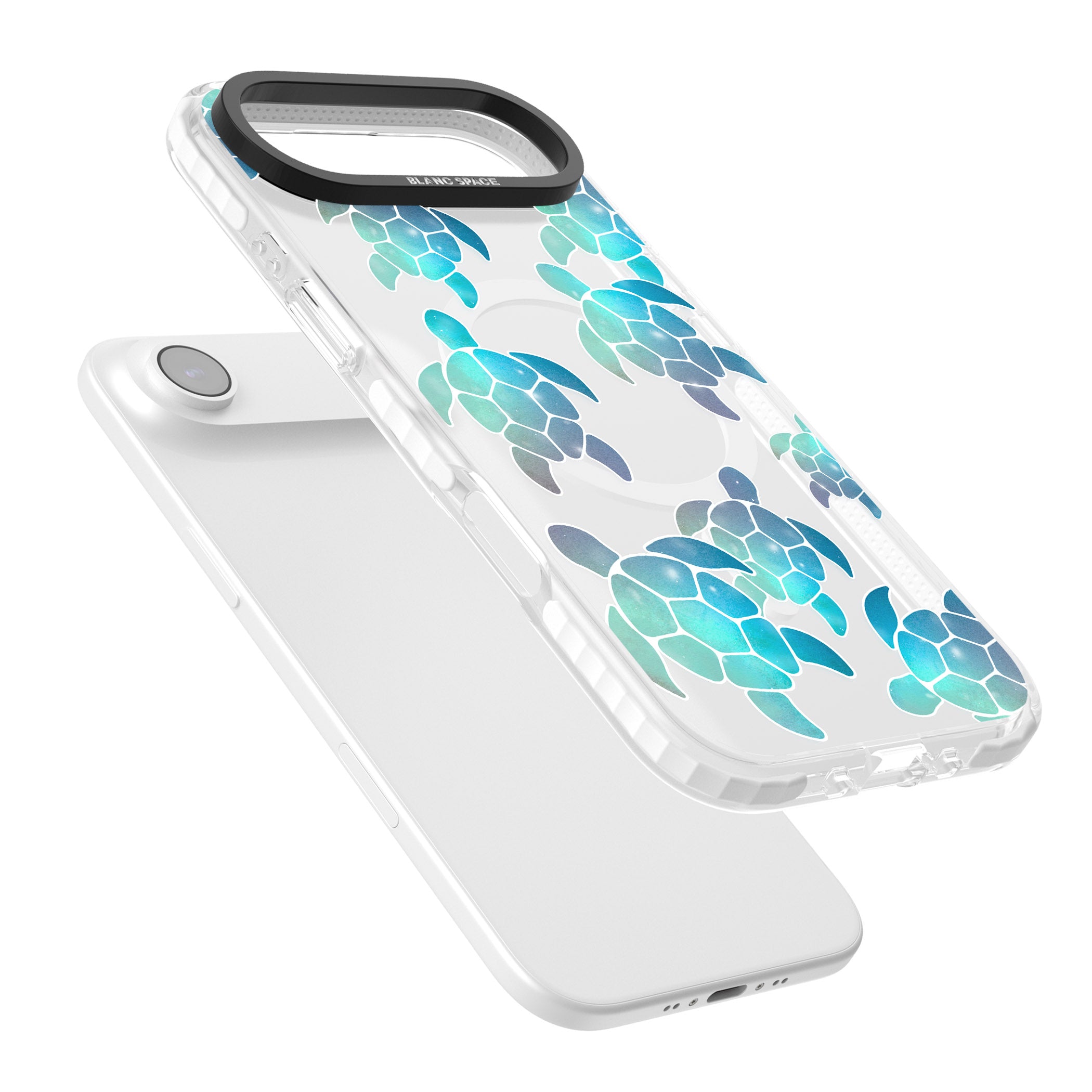 Aqua Space Turtles iPhone 17 Air Impact Pro Clear Phone Case Colours