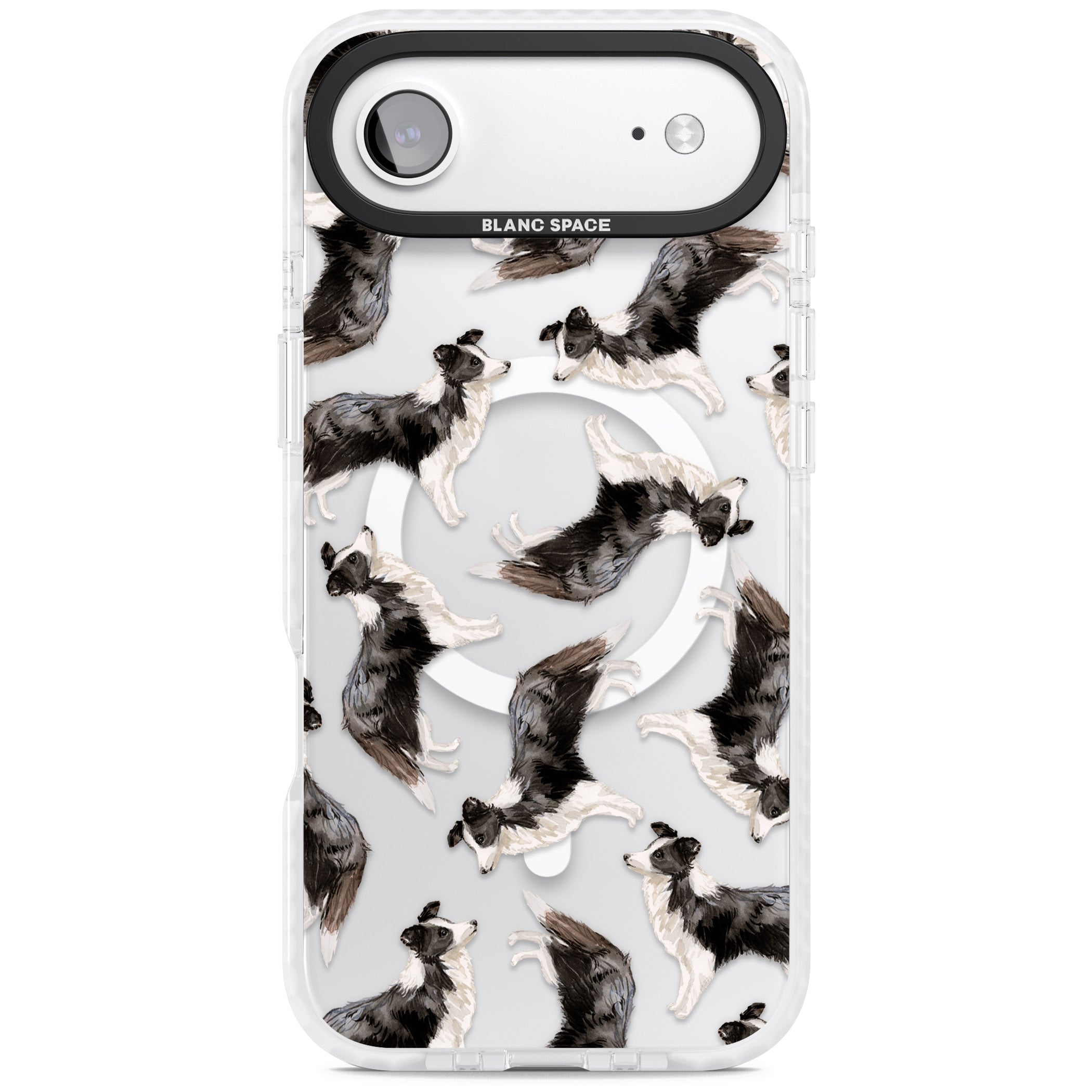 Border Collie Pattern Watercolour iPhone 17 Air Impact Pro Clear Phone Case