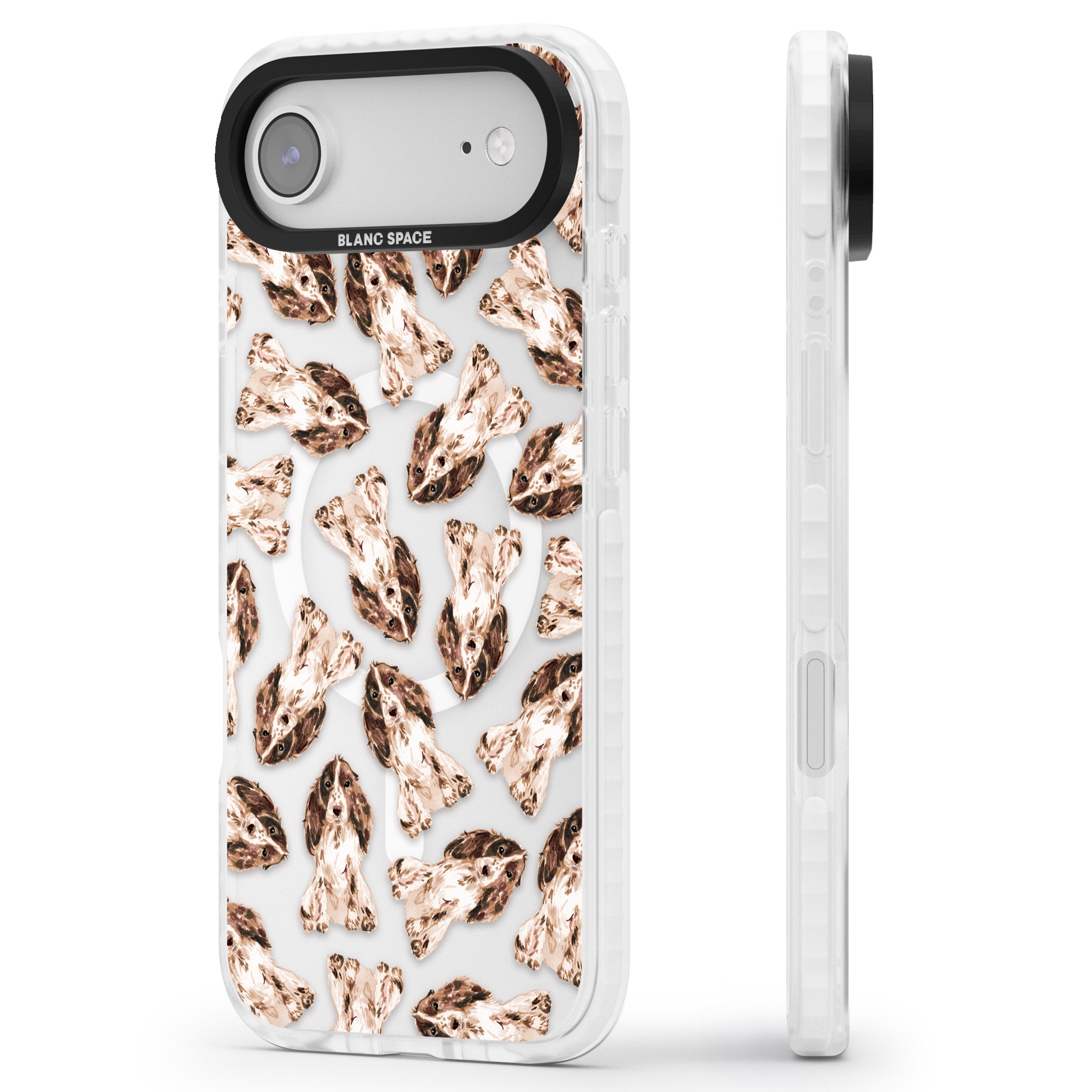 Cocker Spaniel (Brown) Watercolour Dog Pattern iPhone 17 Air Impact Pro Clear Phone Case Side Profile