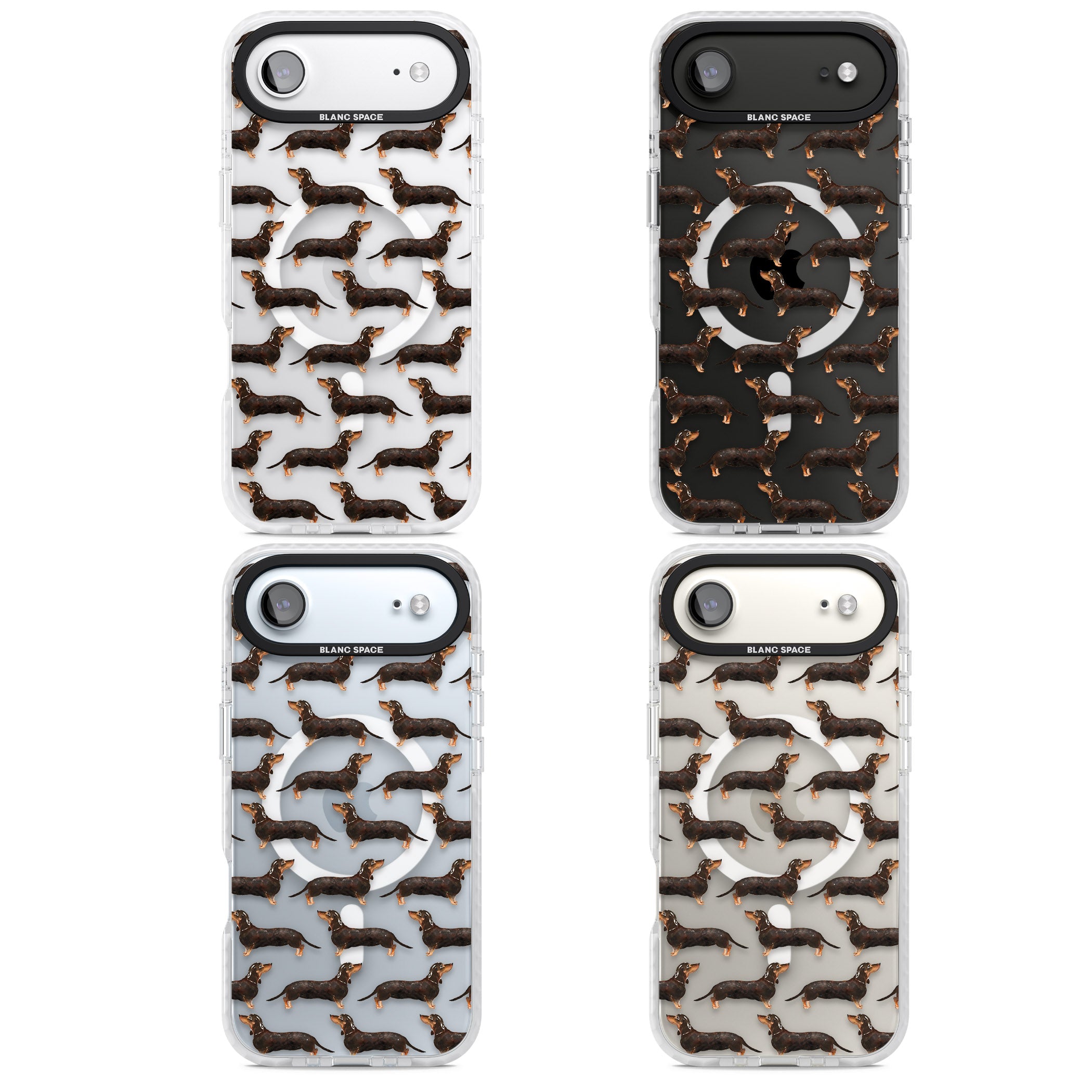 Dachshund Pattern Black Tan iPhone 17 Air Impact Pro Clear Phone Case APT Impact Protection