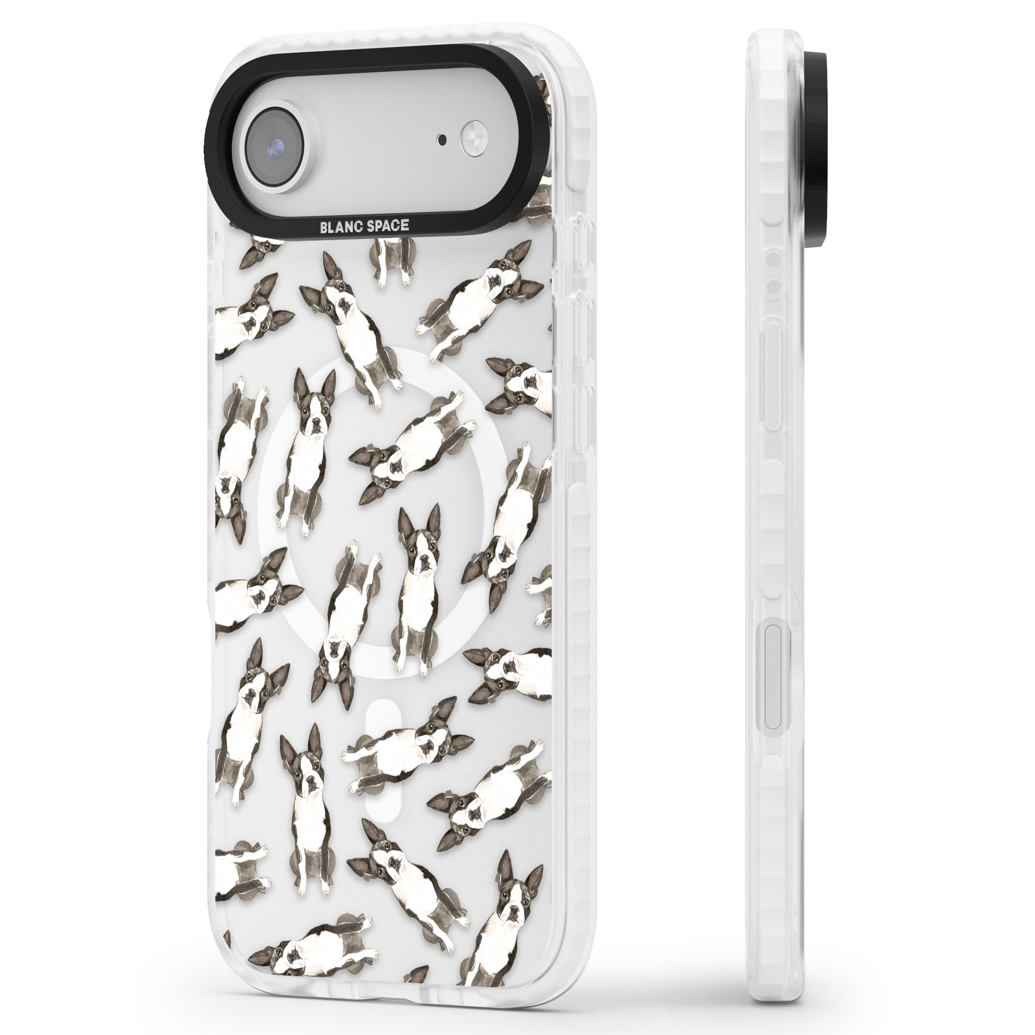 Boston Terrier Watercolour iPhone 17 Air Impact Pro Clear Phone Case Side Profile