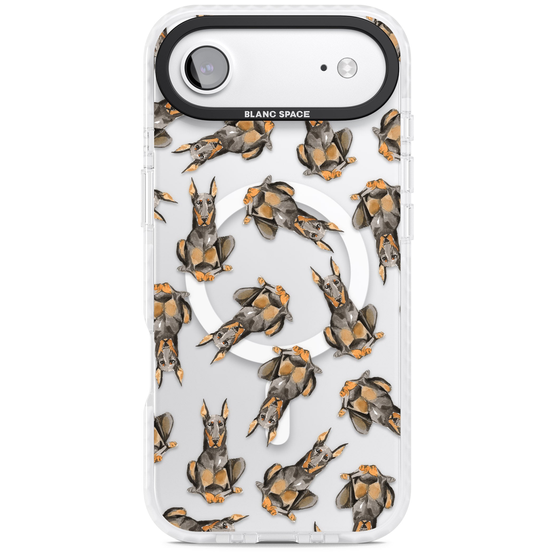 Doberman Watercolor Dog iPhone 17 Air Impact Pro Clear Phone Case