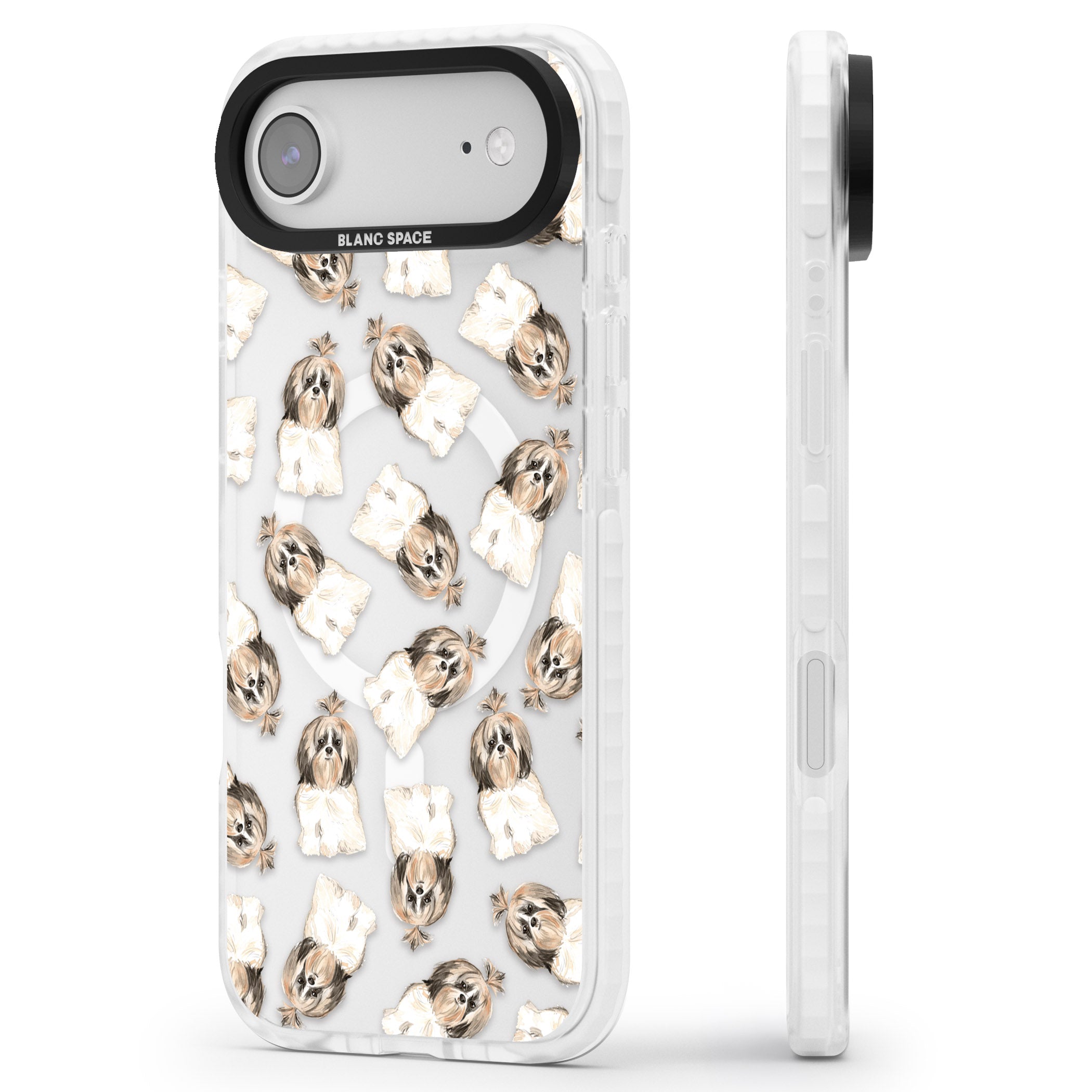 Shih Tzu Pattern Long Hair iPhone 17 Air Impact Pro Clear Phone Case Side Profile
