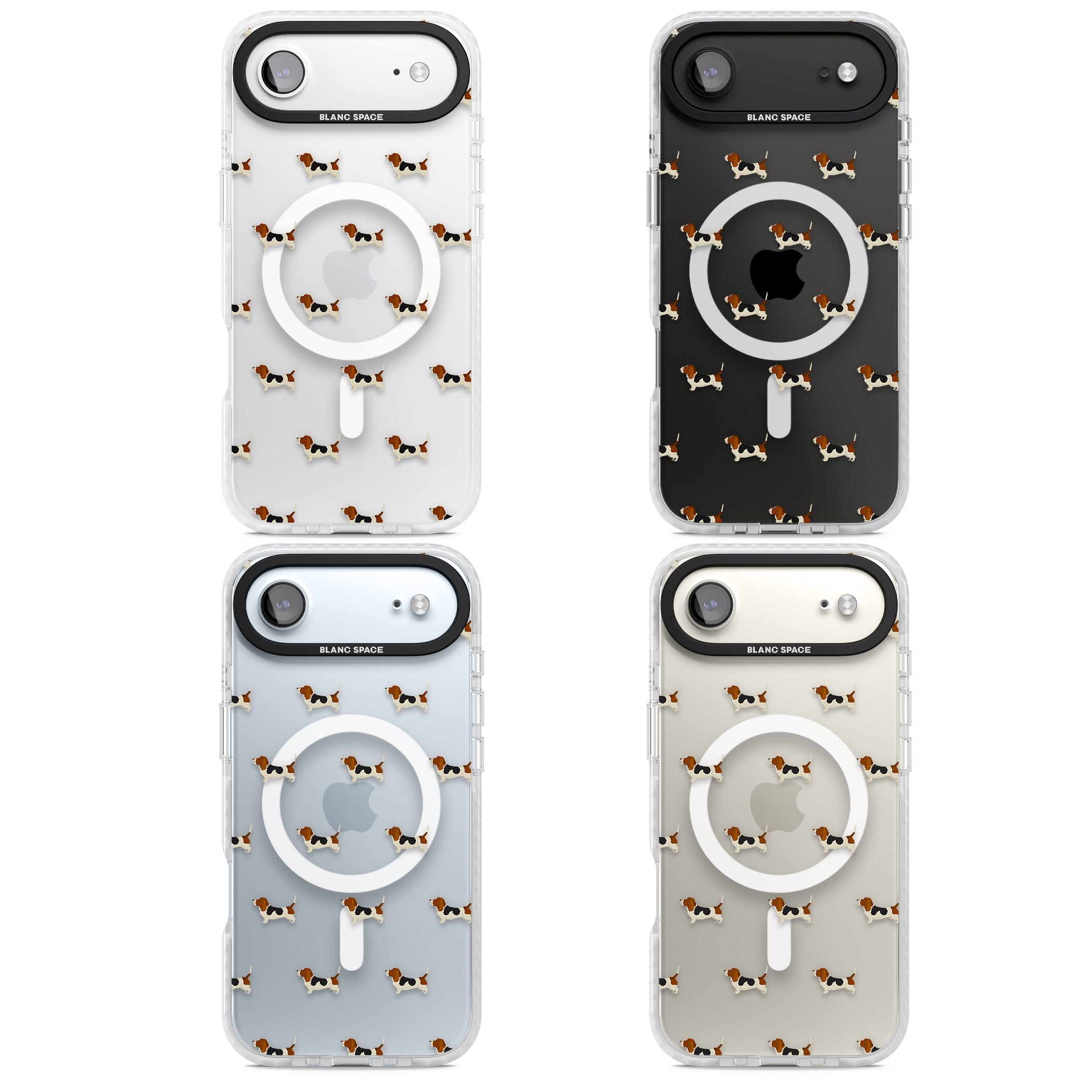 Basset Hound Pattern iPhone 17 Air Impact Pro Clear Phone Case APT Impact Protection