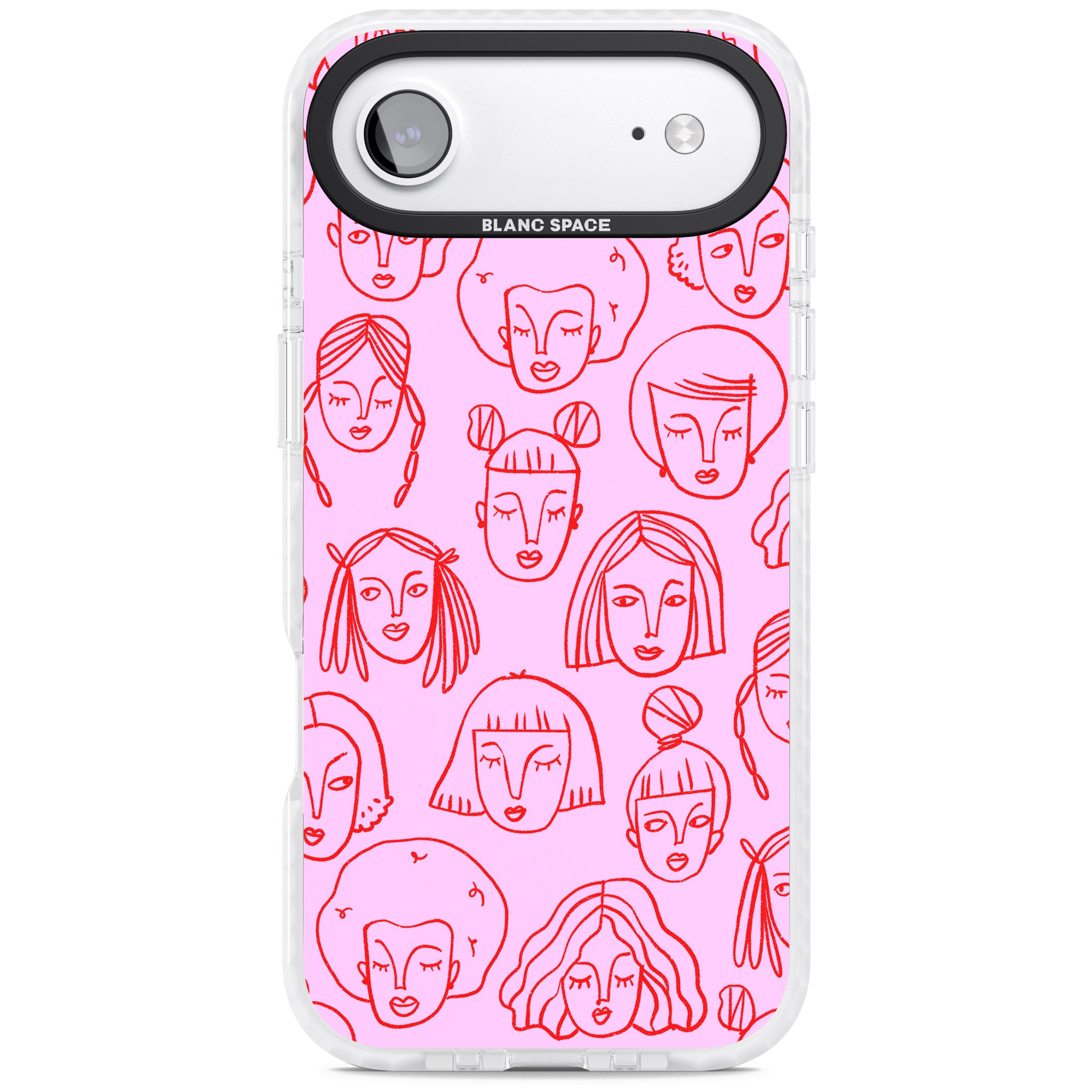Girl Portrait Doodles iPhone 17 Air Impact Pro Clear Phone Case