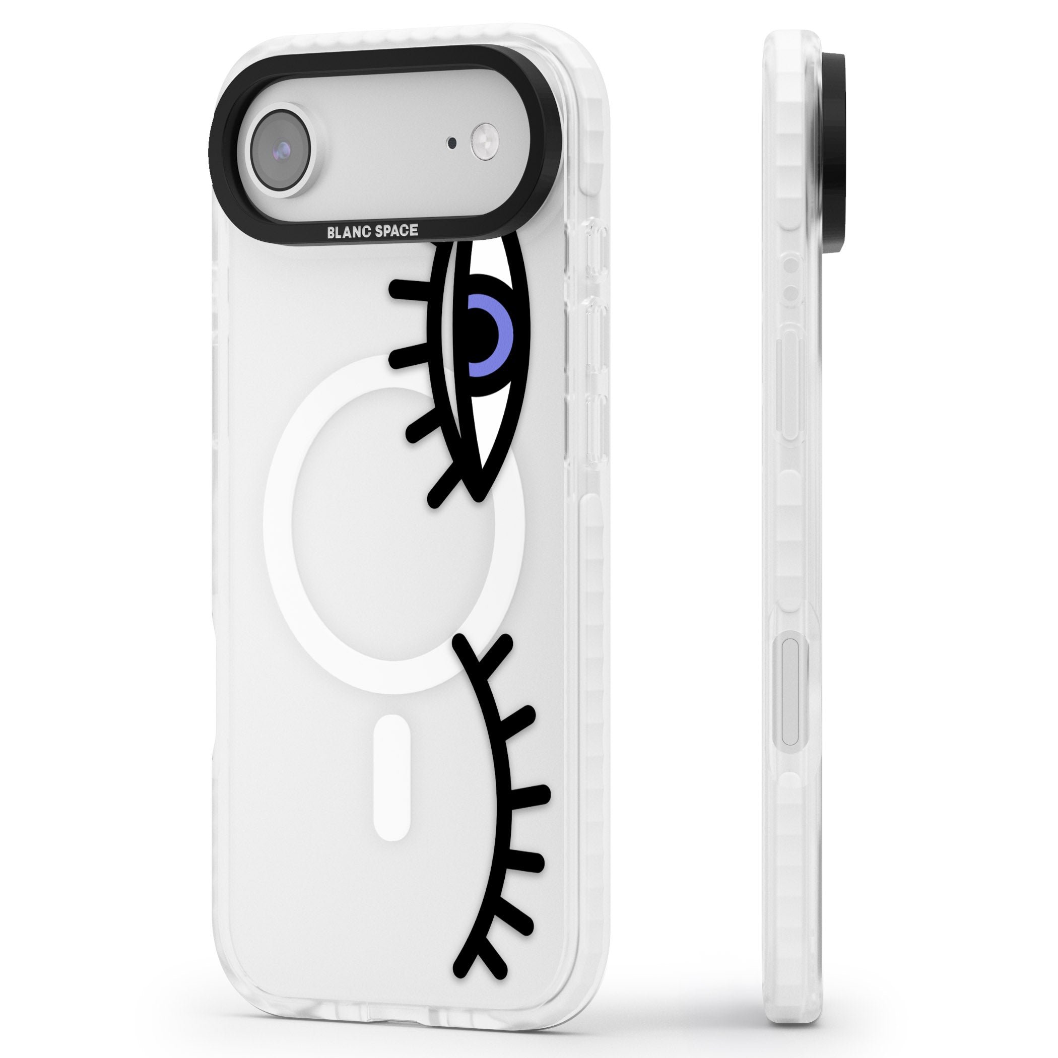 Winking Eyes Transparent Pattern iPhone 17 Air Impact Pro Clear Phone Case Side Profile