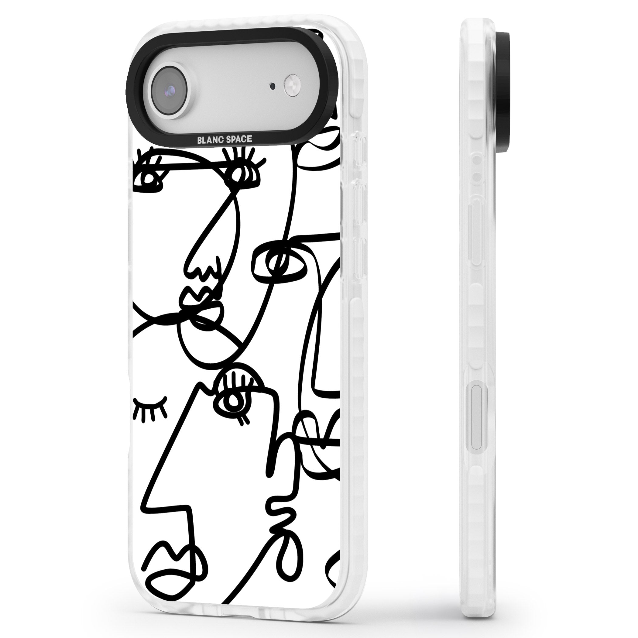 Abstract Line Art Black White iPhone 17 Air Impact Pro Clear Phone Case Side Profile