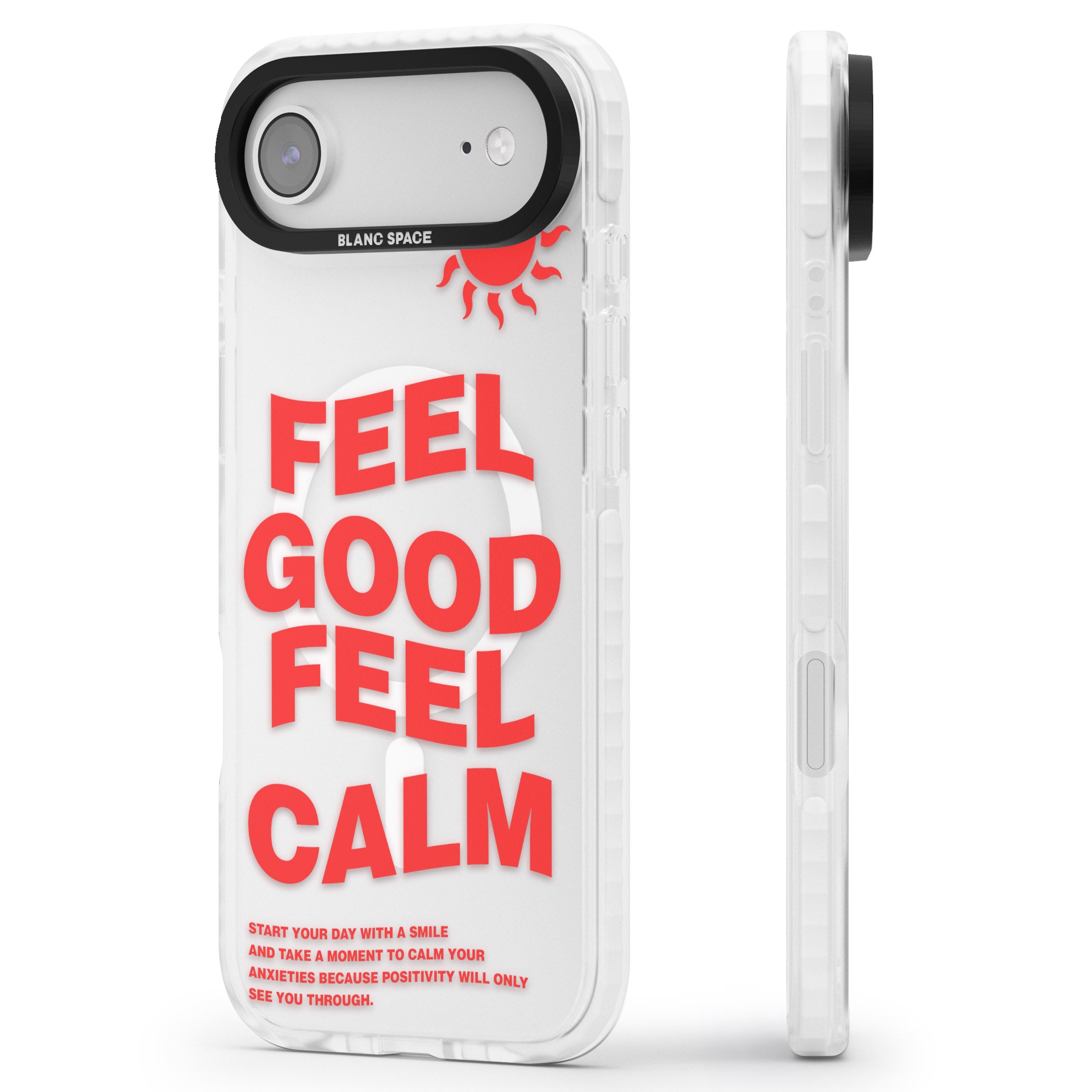 Feel Good Feel Calm (Red) iPhone 17 Air Impact Pro Clear Phone Case Side Profile